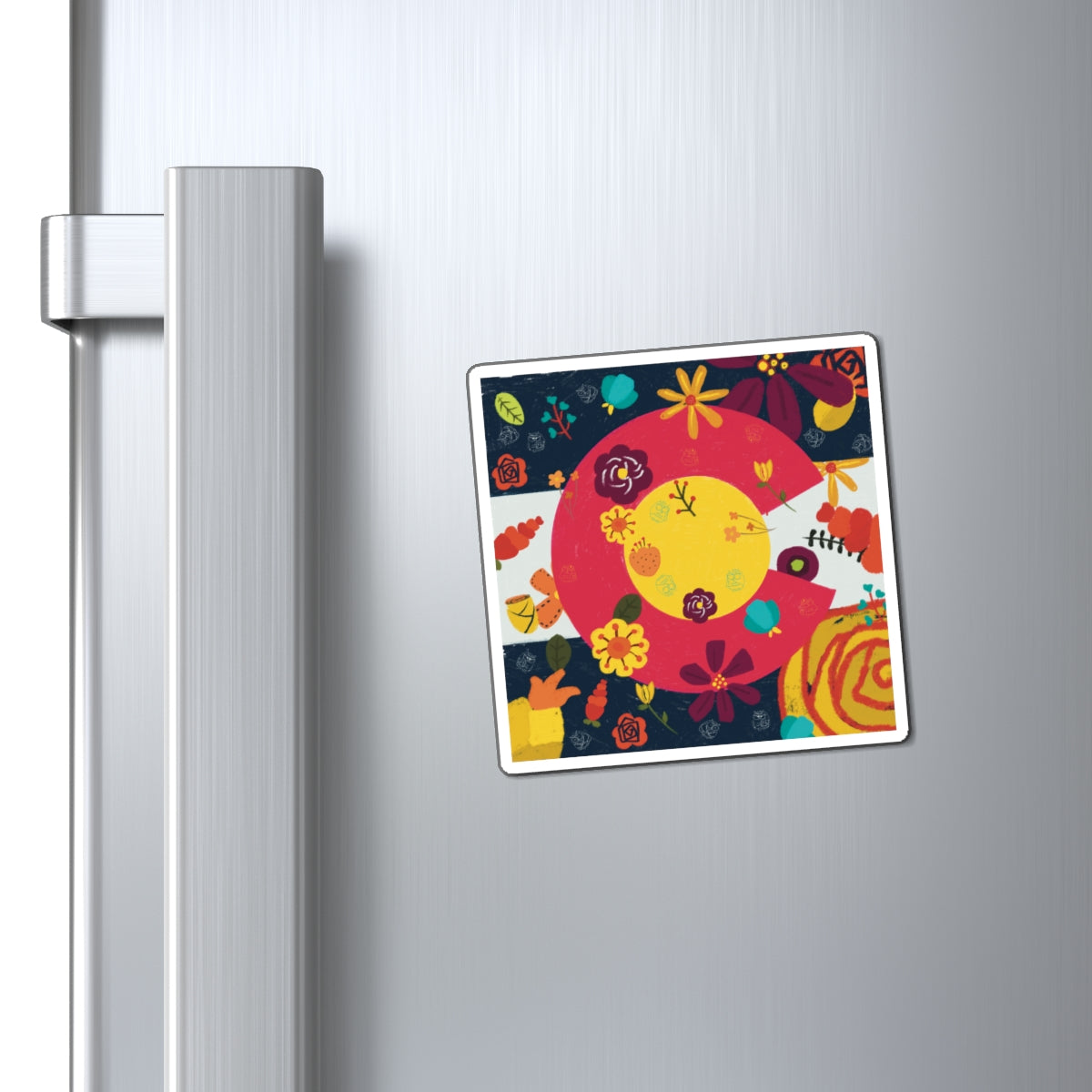 Colorful Floral Design Magnets, Whimsical Refrigerator Decor, Funky Art Magnets for Home, Cute Gifts for Her, Colorful Kitchen Accents