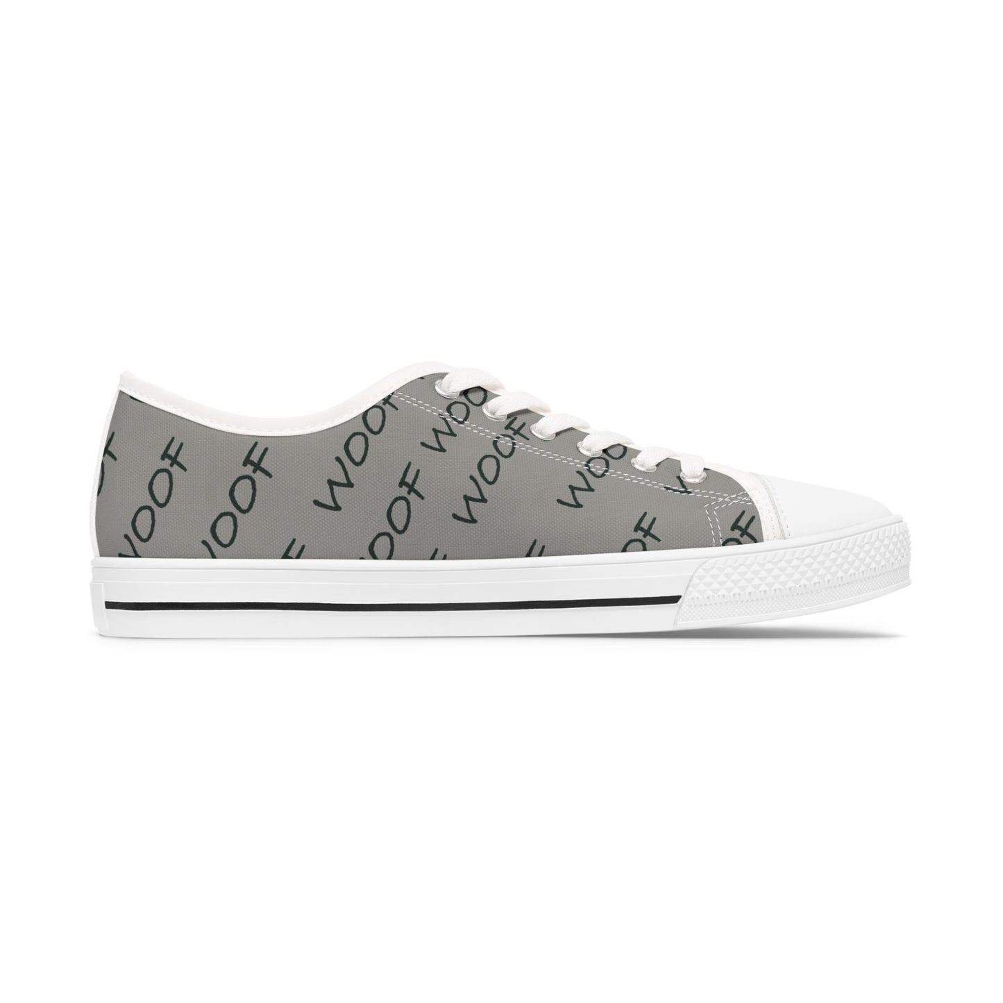 Woof Print Women's Low Top Sneakers, Casual Dog Lover Shoes, Pet Owner Gift, Stylish Everyday Sneakers, Unique Animal Print Footwear