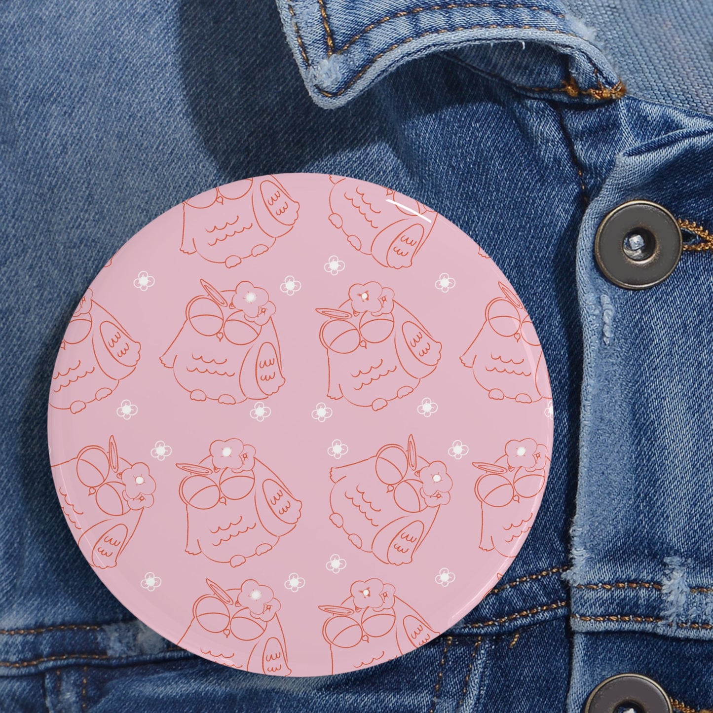 Cute Owl Round Pins, Button Badges for Jackets, Cute Gifts for Friends, Owl Lover Accessories, Pink Owl Pins for Celebrations