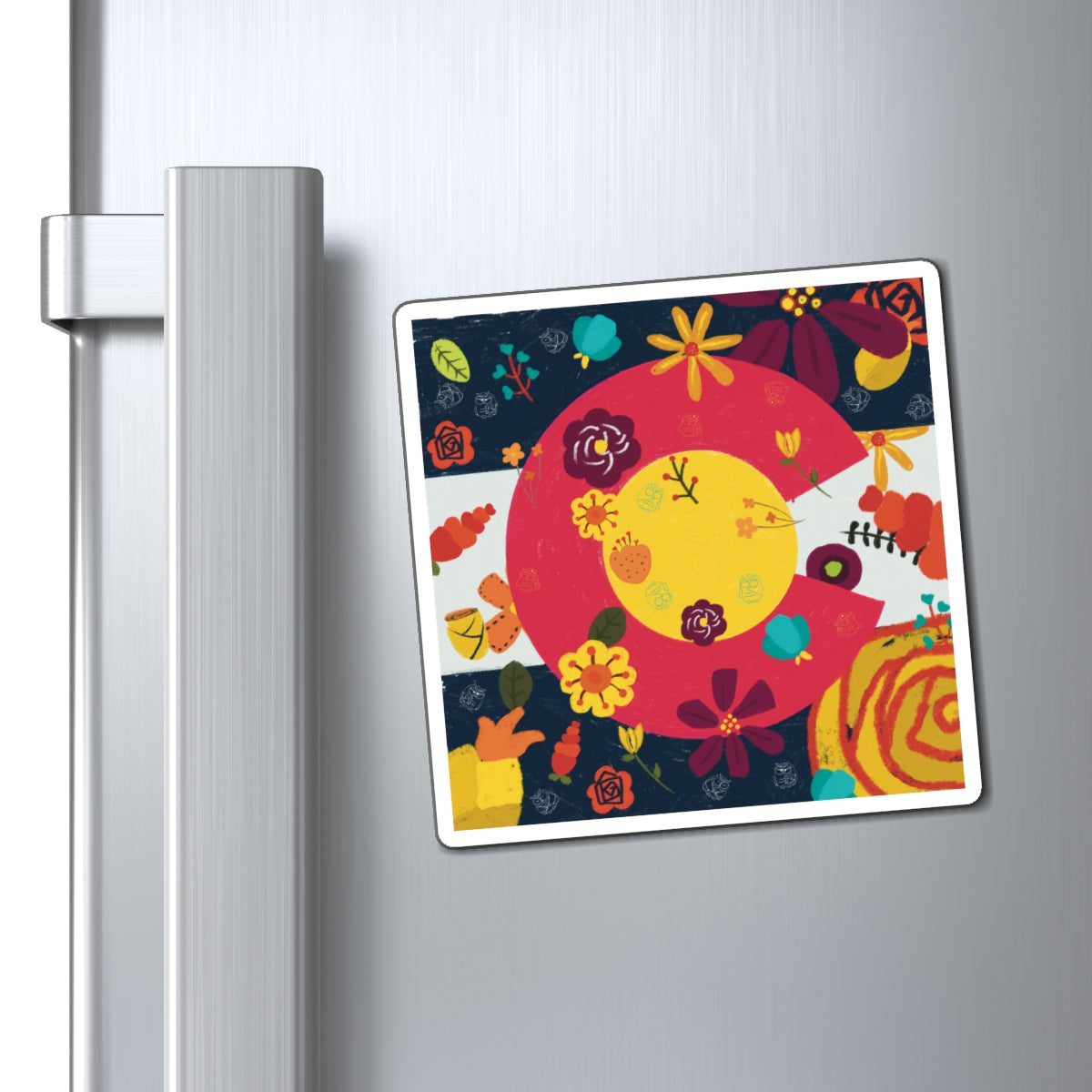 Colorful Floral Design Magnets, Whimsical Refrigerator Decor, Funky Art Magnets for Home, Cute Gifts for Her, Colorful Kitchen Accents