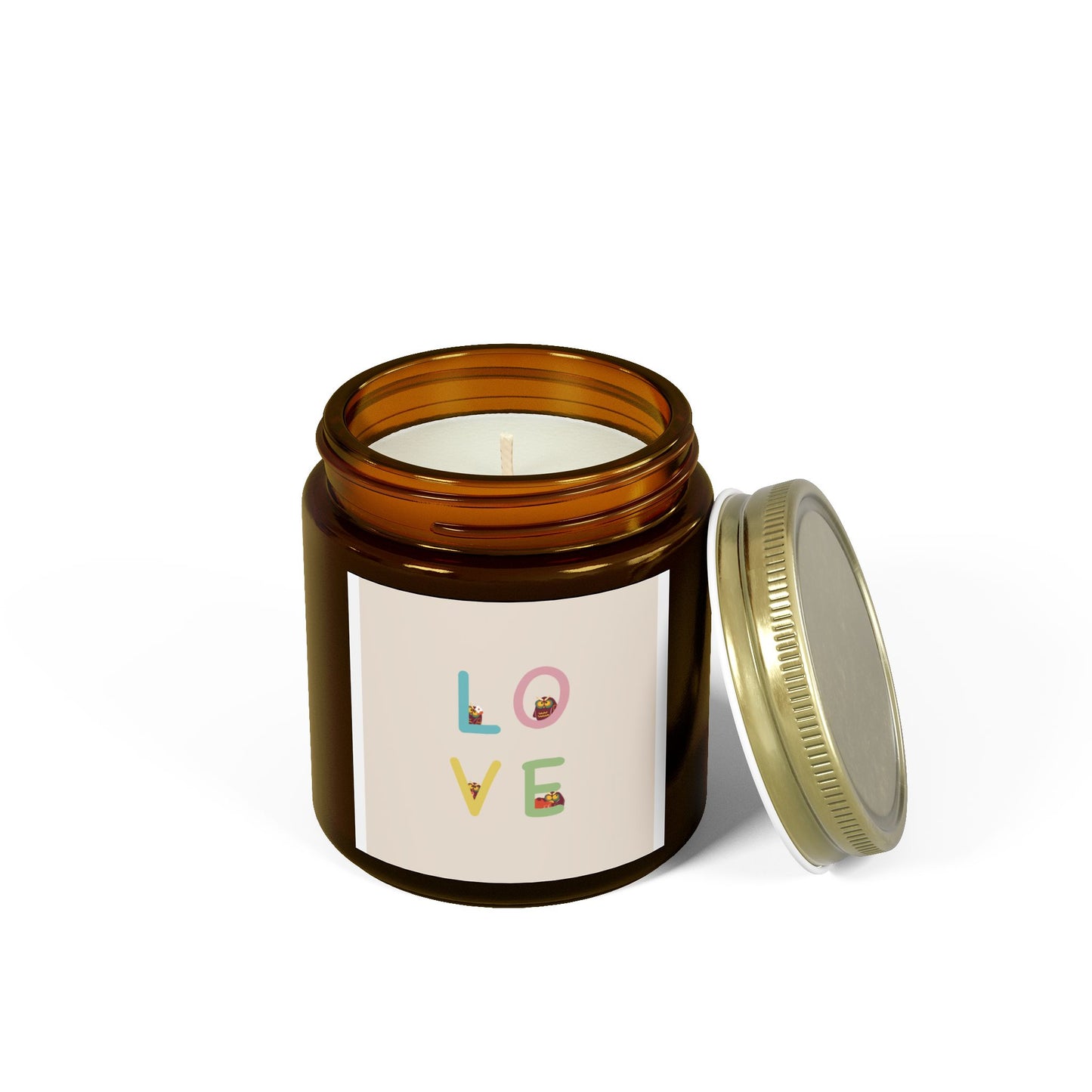 Coconut Apricot Scented Candle - 'LOVE' Design, 4oz & 9oz
