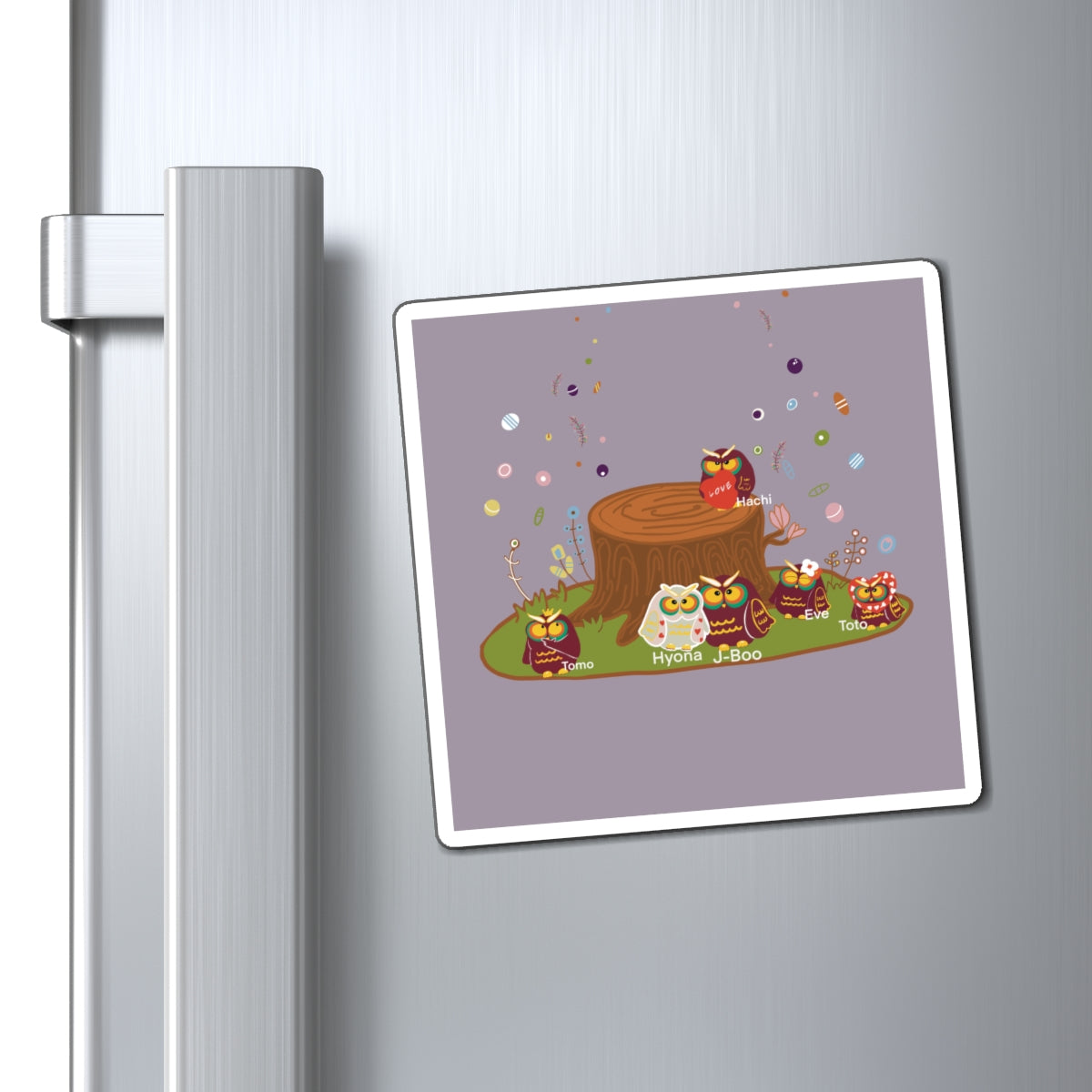 Whimsical Owl Family Magnet - Cute Kitchen Decor