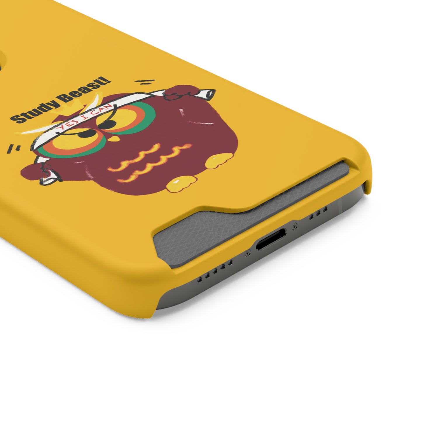 Study Beast Phone Case with Card Holder, Cute Owl Design, Student Accessory, Back-to-School Gift, Funny Phone Cover