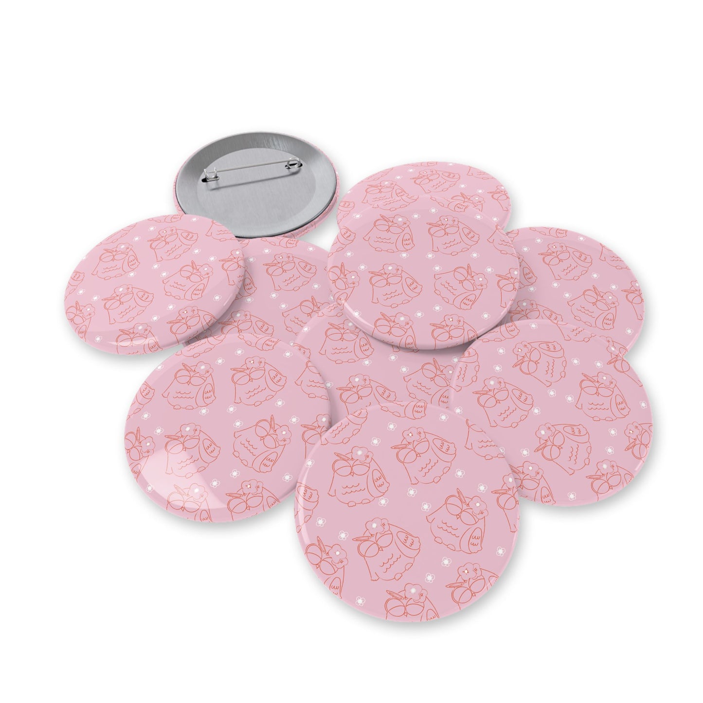 Cute Owl Round Pins, Button Badges for Jackets, Cute Gifts for Friends, Owl Lover Accessories, Pink Owl Pins for Celebrations