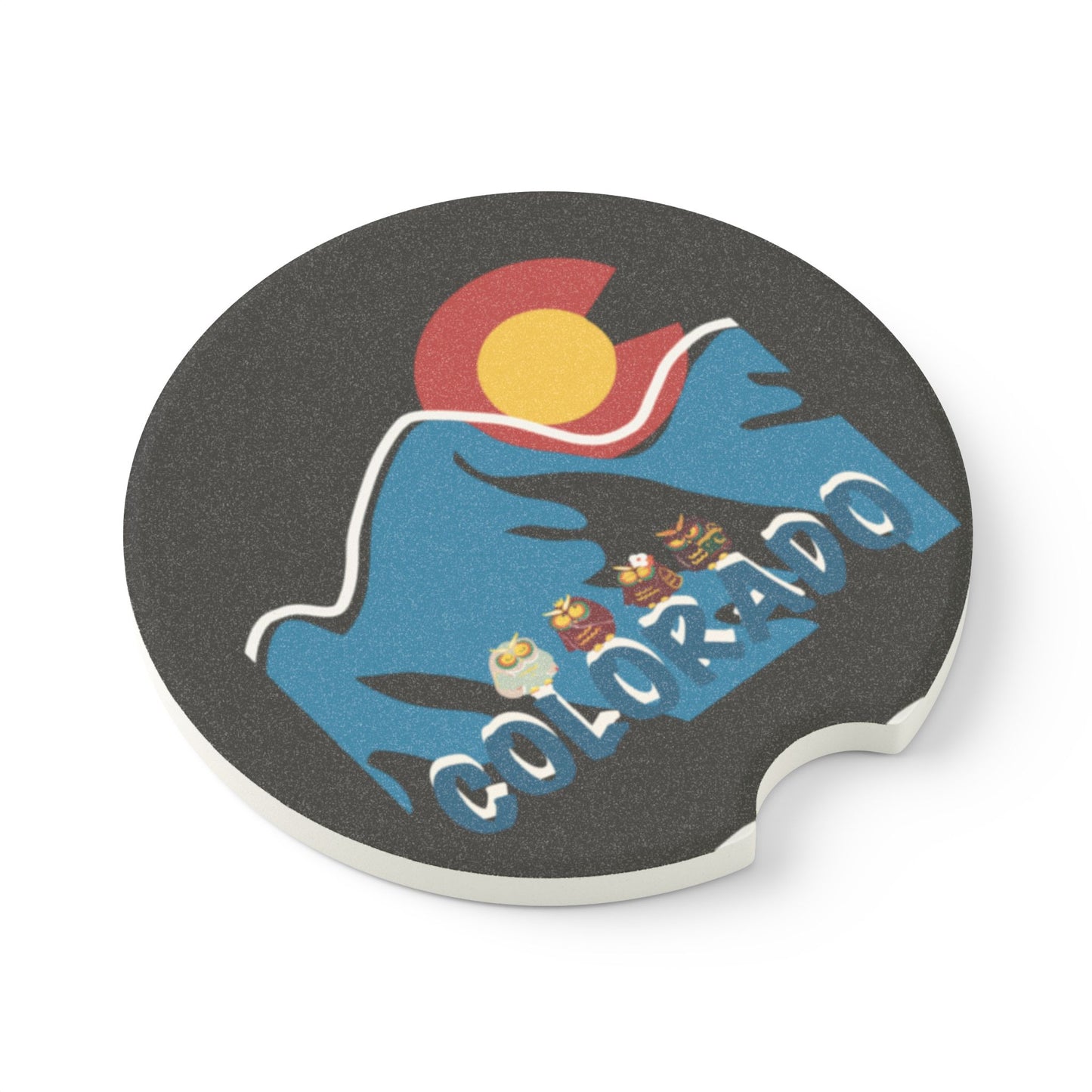 Colorado Soapstone Car Coaster, Unique Auto Accessories, Perfect for Road Trips, Gift for Travelers, Car Decor