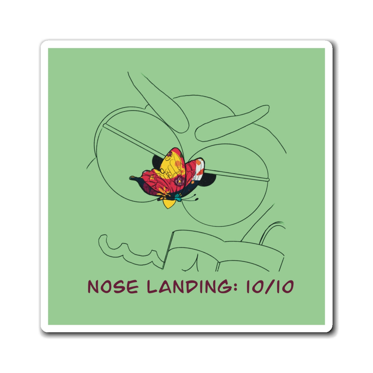 Funny Magnet: Nose Landing 10/10, Cute Fridge Decor, Quirky Home Gift, Unique Kitchen Magnet, Humorous Office Decor
