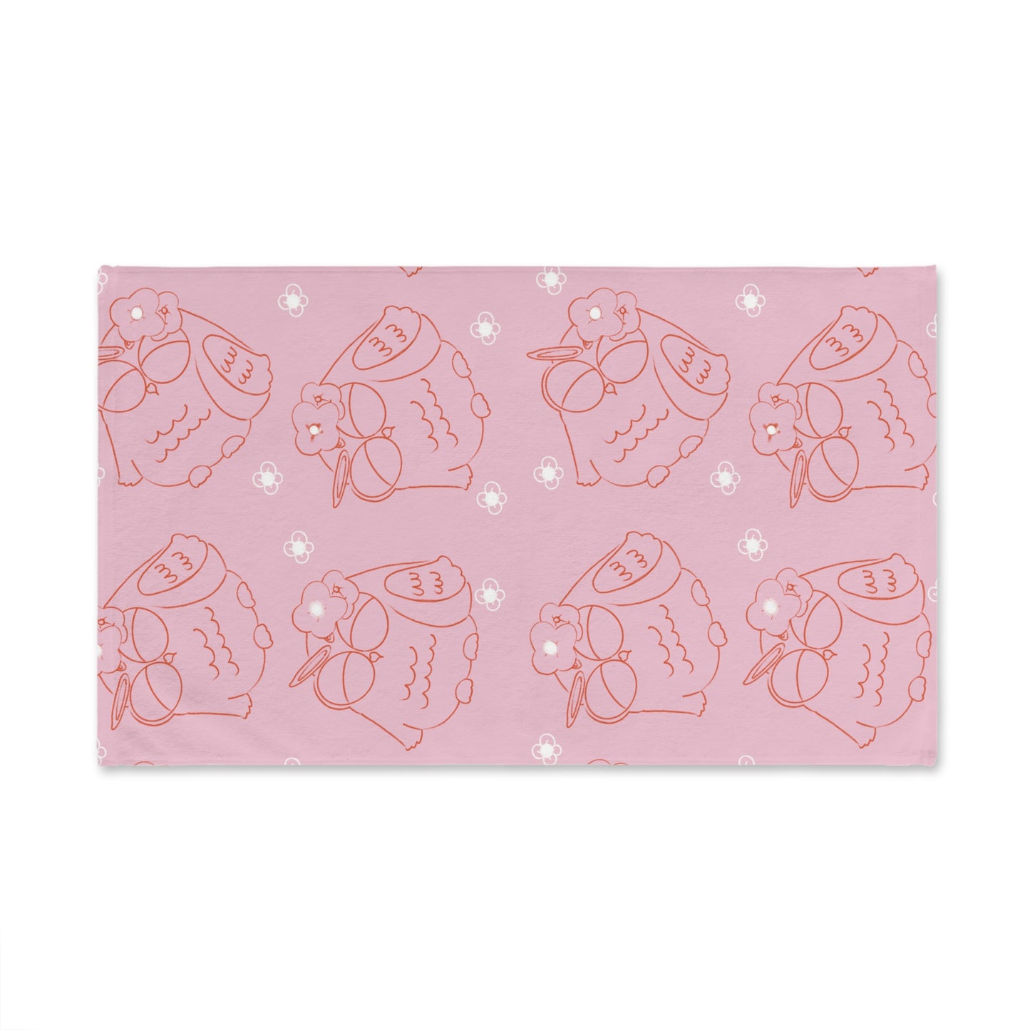 Cute Owl Hand Towel, Cozy Bathroom Decor, Gift for Animal Lovers, Pink Kitchen Towel, Owl Lover's Gift, Child's Bath Decor