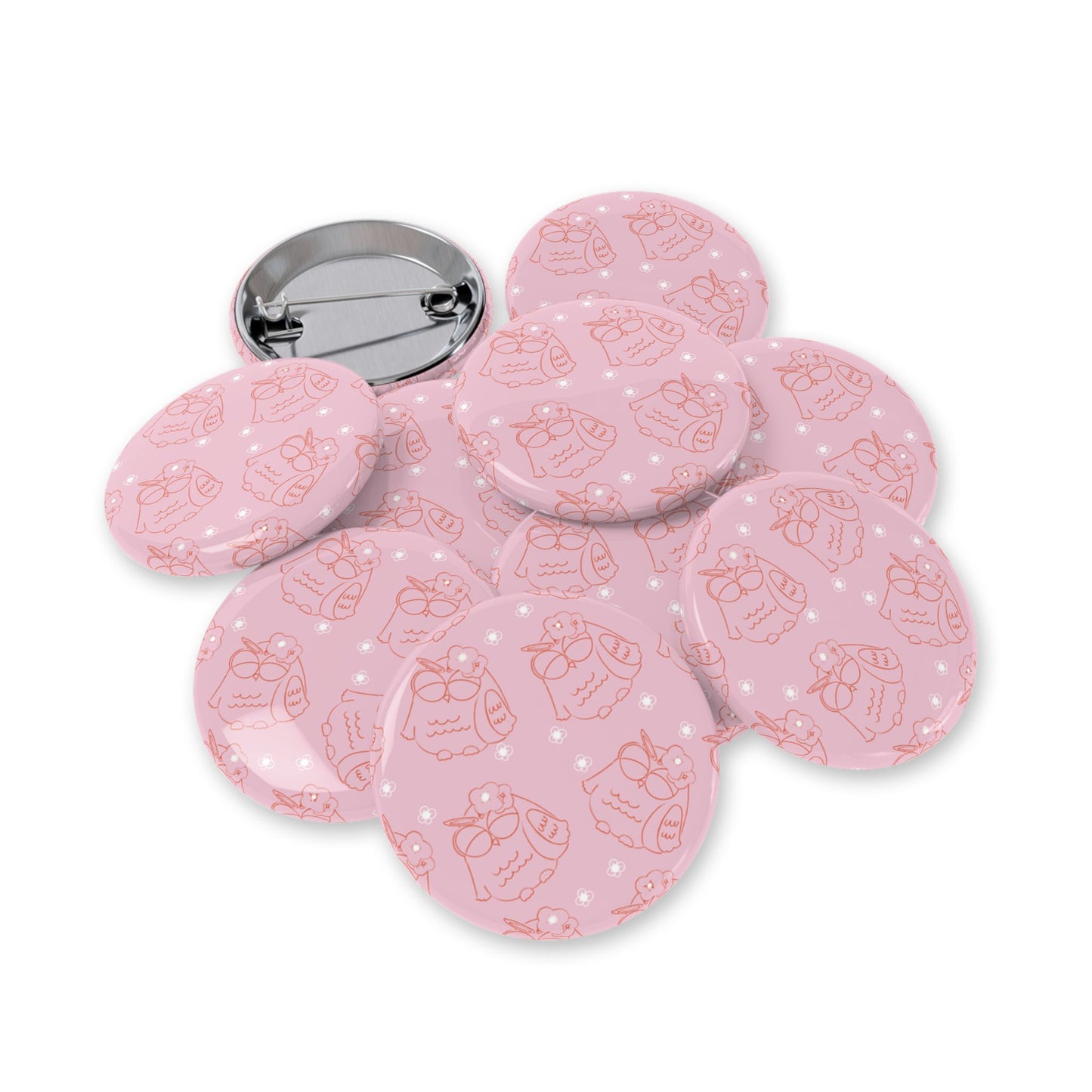 Cute Owl Round Pins, Button Badges for Jackets, Cute Gifts for Friends, Owl Lover Accessories, Pink Owl Pins for Celebrations