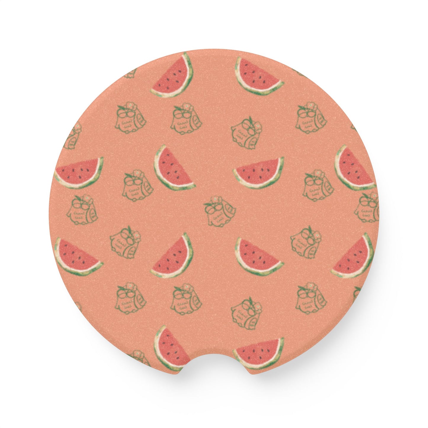 Cute Watermelon Patterned Soapstone Car Coaster, Summer Car Accessories, Unique Gift for Car Lovers, Car Decor, Fun Summer Driving