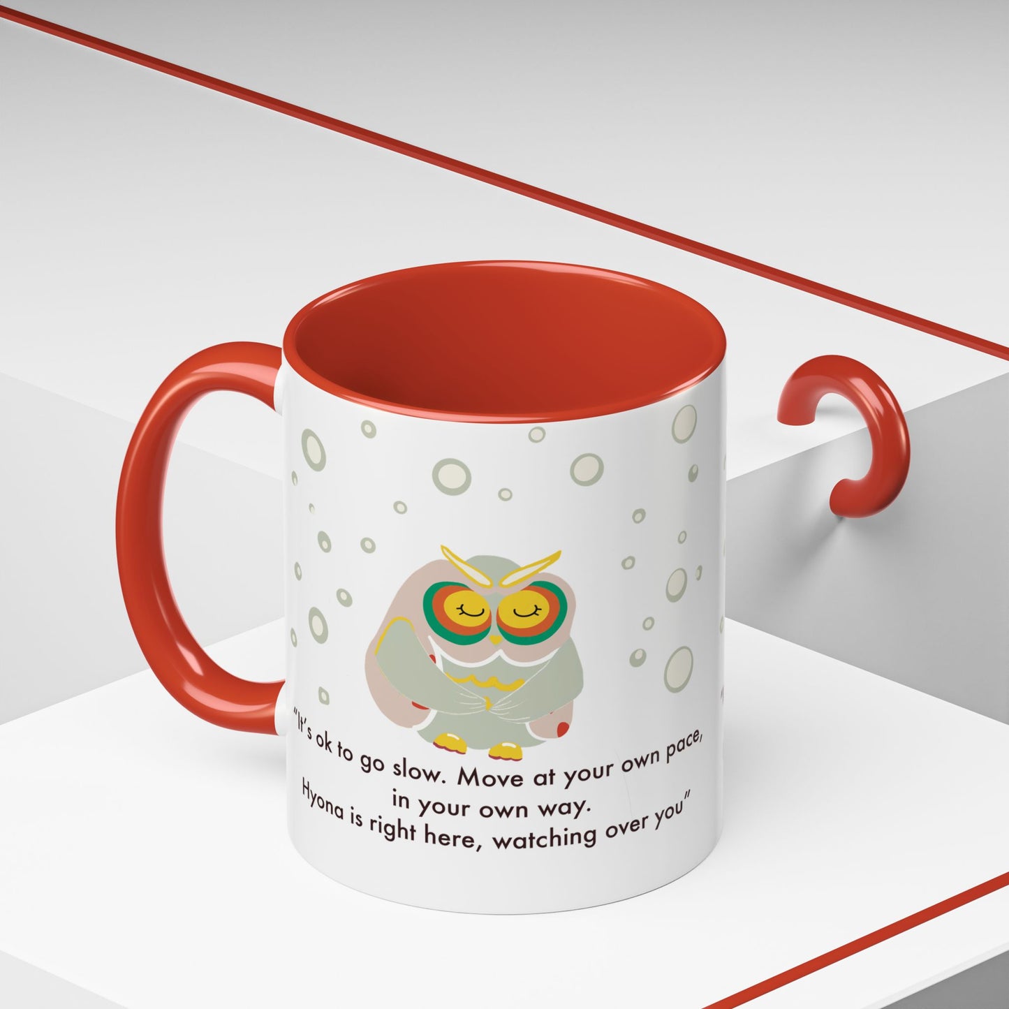Inspirational Owl Coffee Mug - Relaxing Gift for Coffee Lovers, Motivational Drinkware, Cute Home Decor, Self-Care Reminder