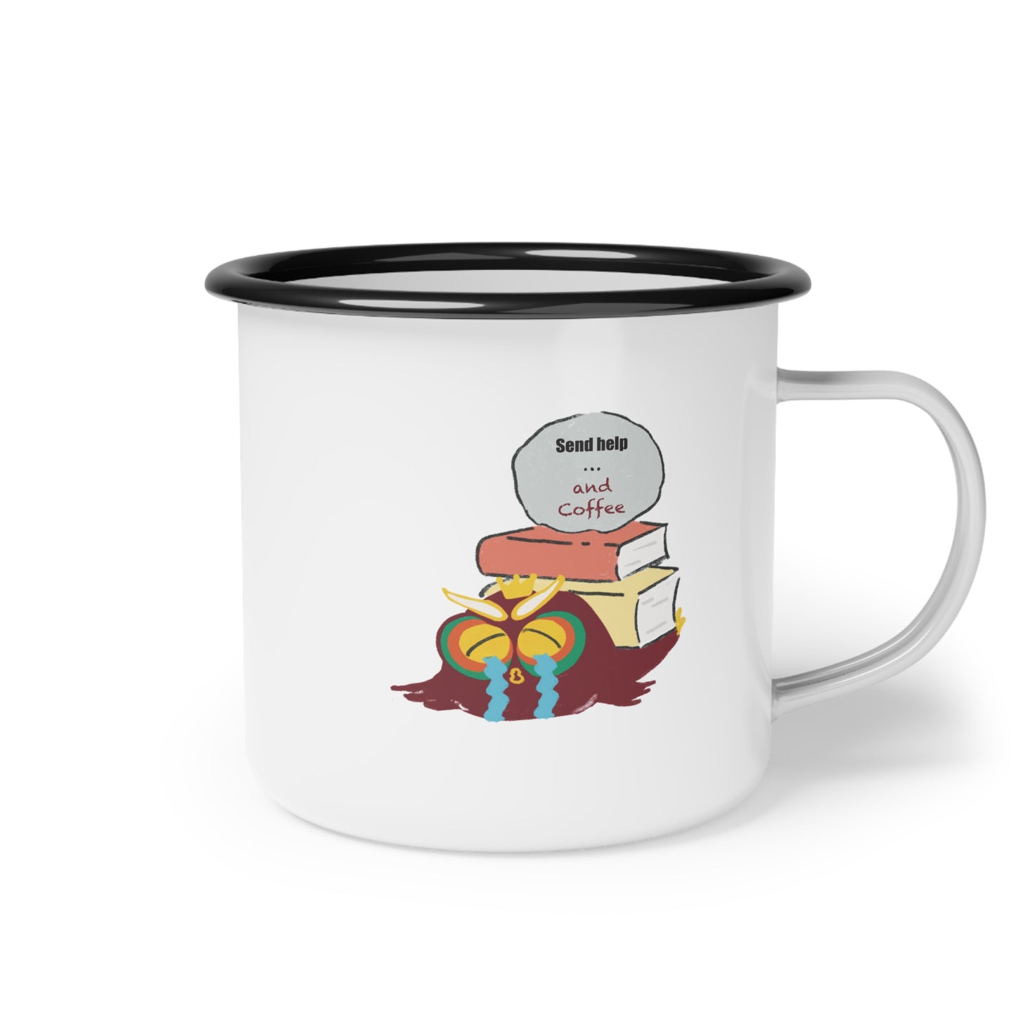 Cozy Enamel Camp Cup with Fun Design - Perfect for Coffee Lovers, Hiking, Camping, Gifts, Personalized Mug