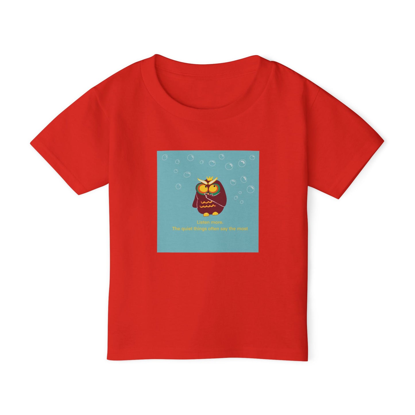 Toddler T-Shirt with Owl Design – "Listen More" Inspirational Tee