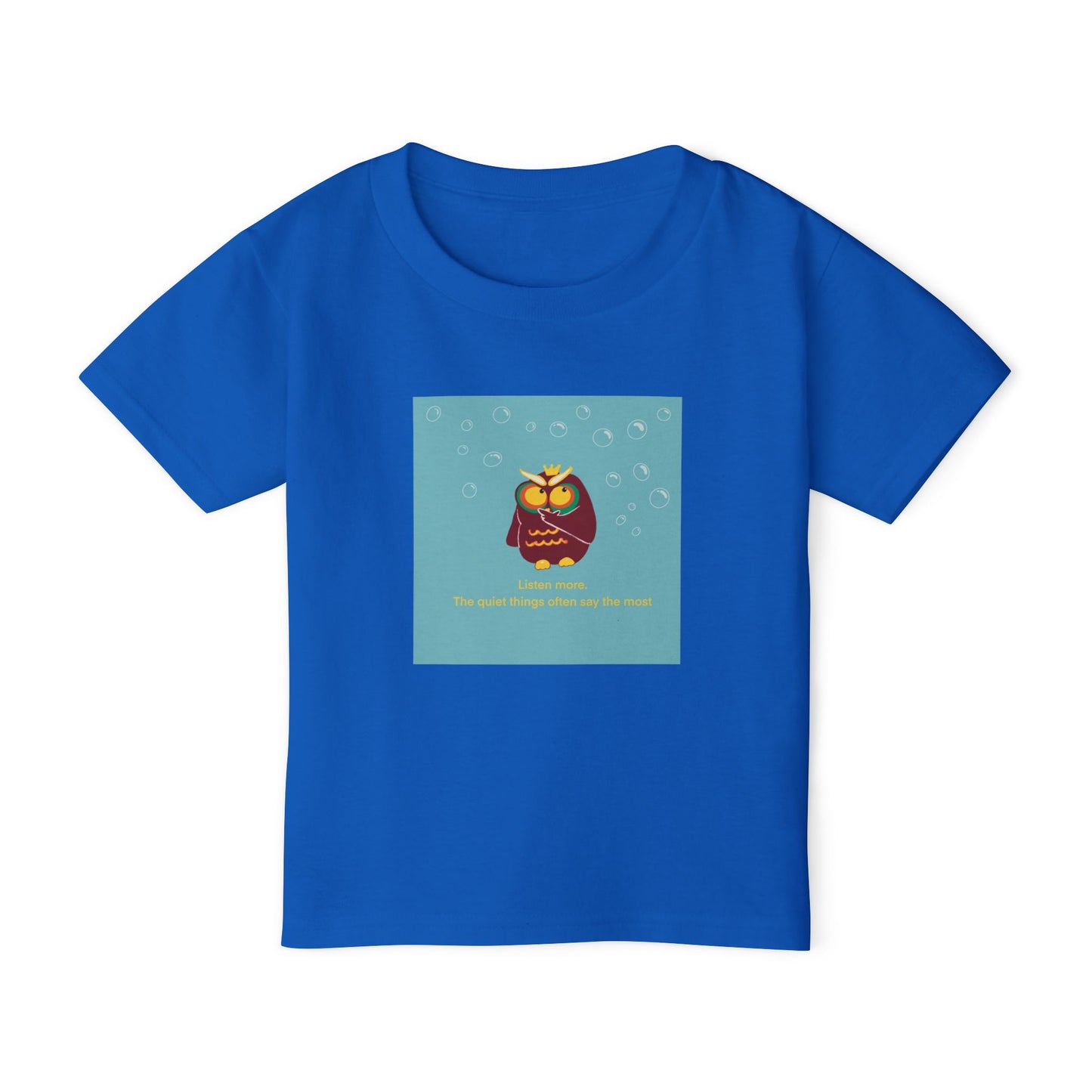 Toddler T-Shirt with Owl Design – "Listen More" Inspirational Tee