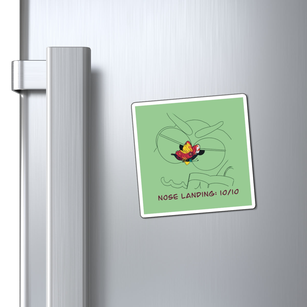 Funny Magnet: Nose Landing 10/10, Cute Fridge Decor, Quirky Home Gift, Unique Kitchen Magnet, Humorous Office Decor