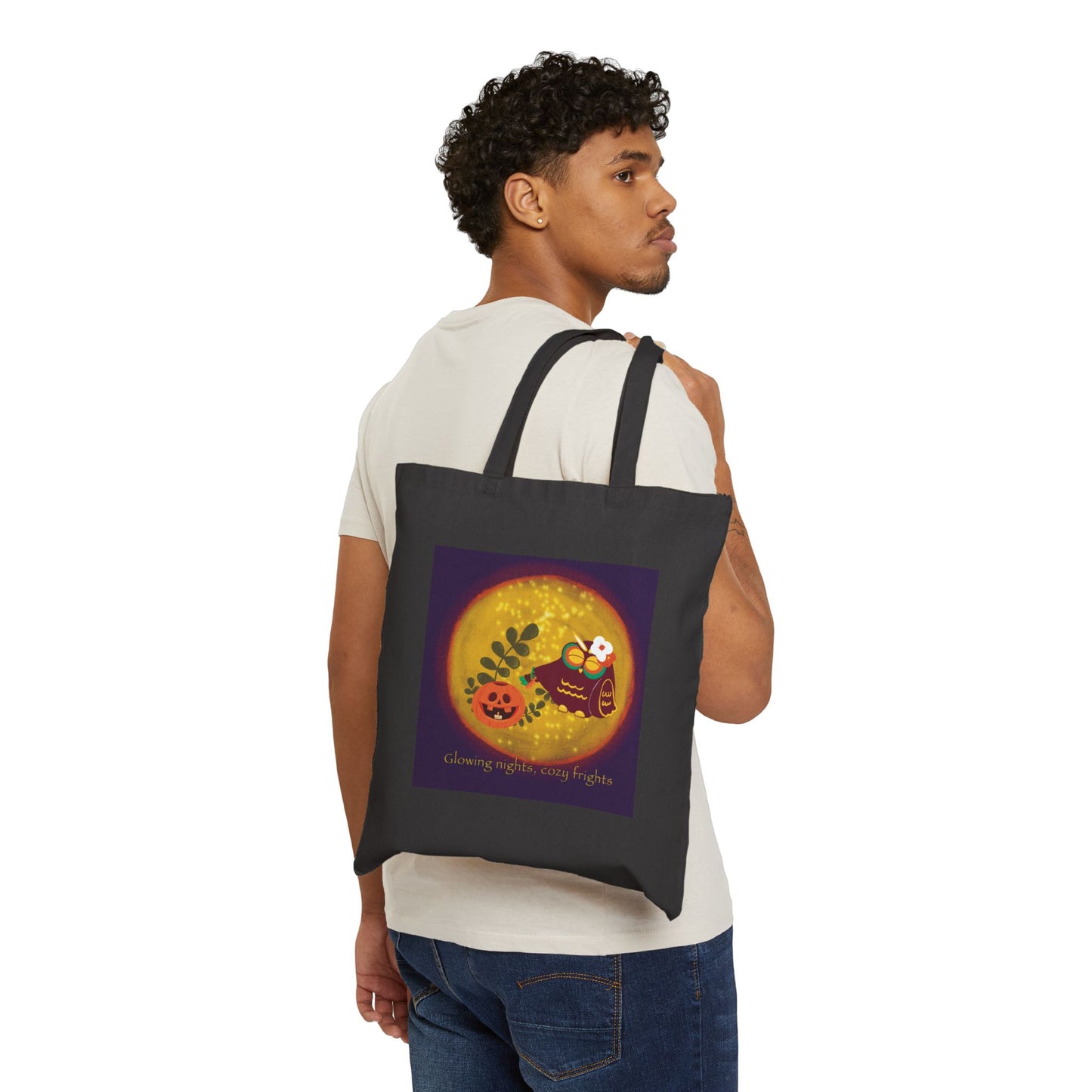 Autumn Inspired Cotton Canvas Tote Bag, Pumpkin Design, Eco-Friendly Shopping Bag, Fall Decor, Gift for Her, Reusable Grocery Tote