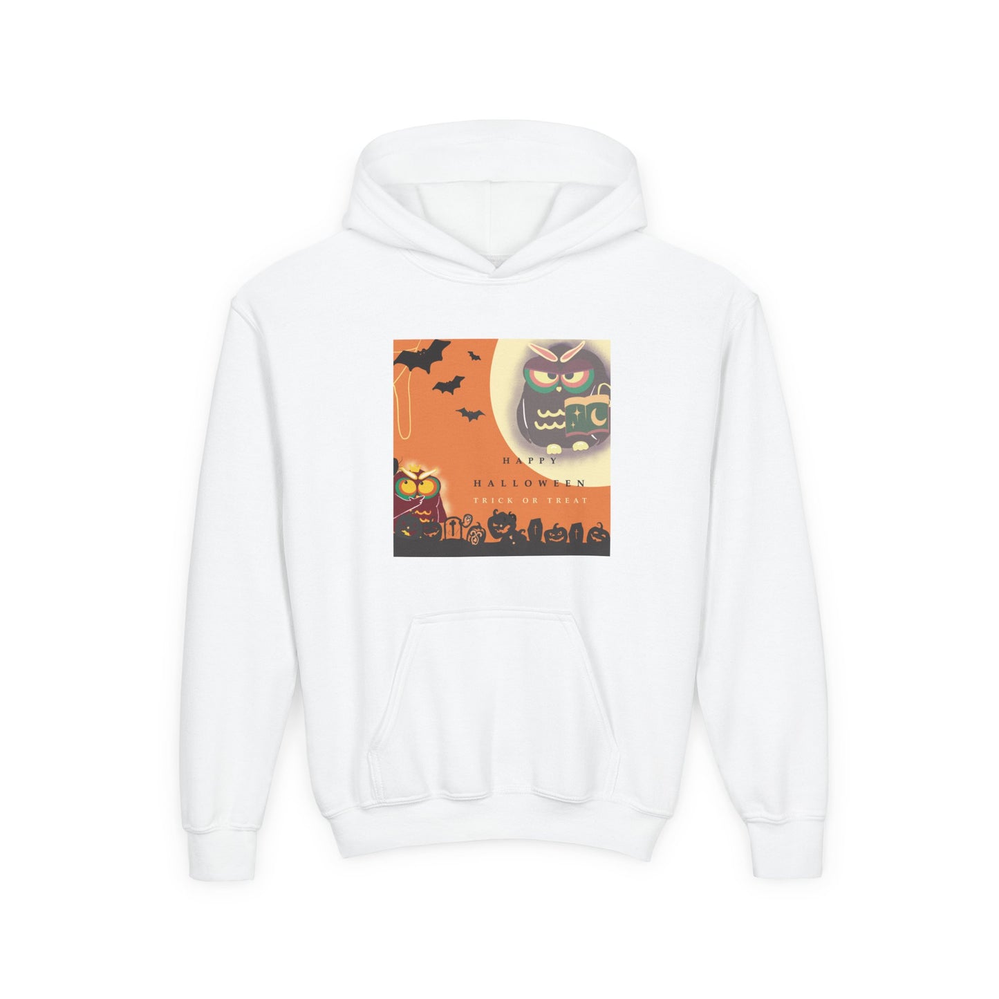 Halloween Owl Youth Hoodie, Cozy Sweatshirt for Kids, Perfect for Fall, Halloween Costume, Gift for Boys and Girls