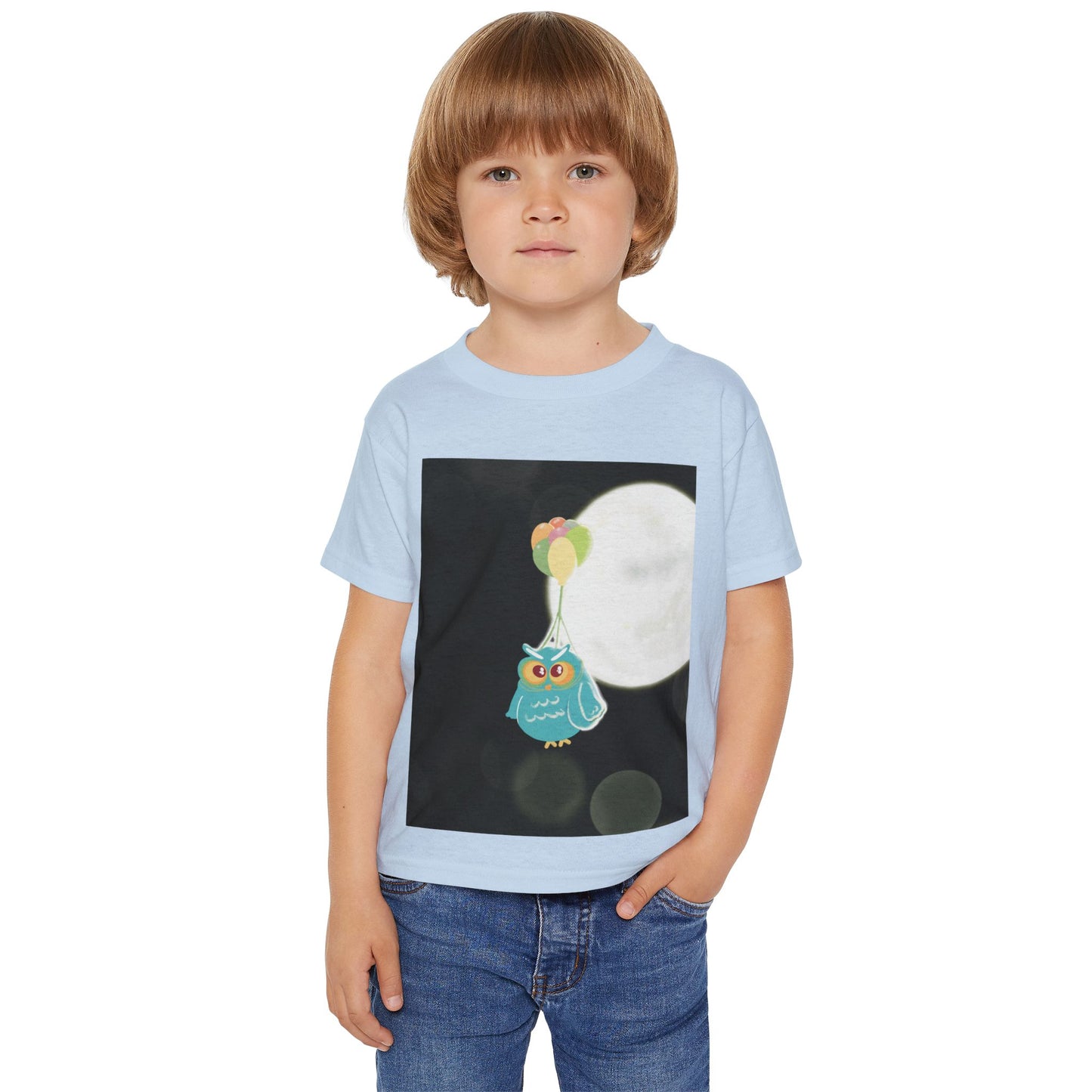 Whimsical Owl Toddler T-Shirt with Balloon Design
