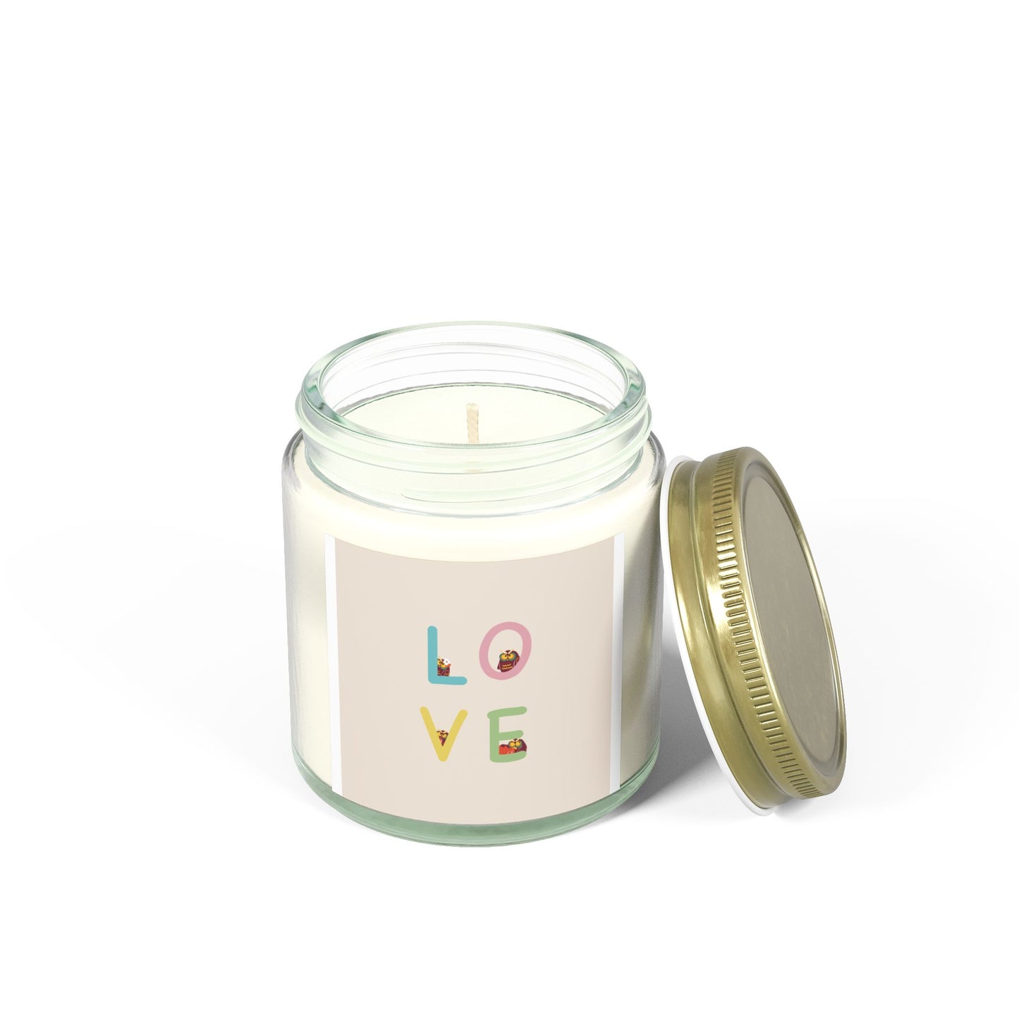 Coconut Apricot Scented Candle - 'LOVE' Design, 4oz & 9oz