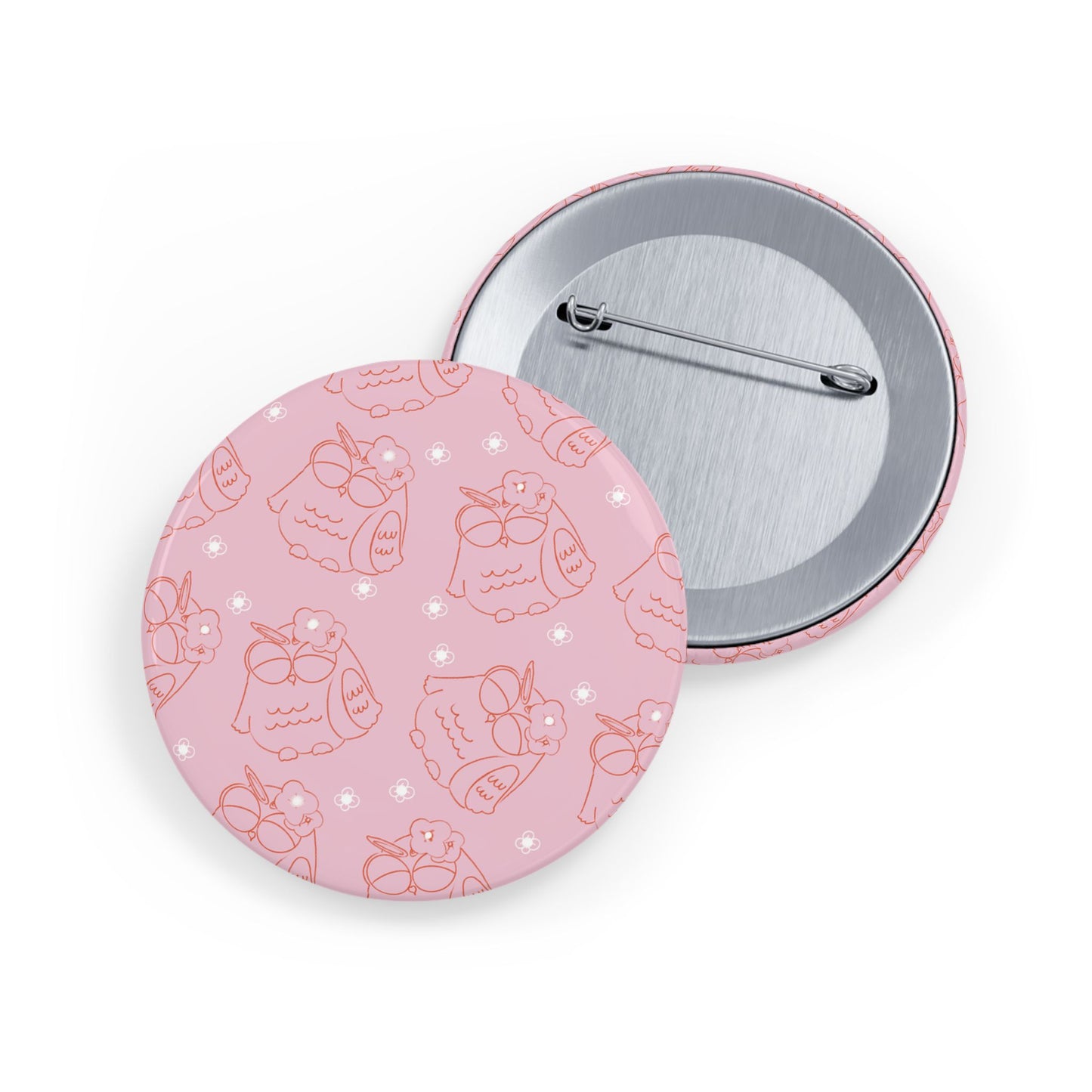 Cute Owl Round Pins, Button Badges for Jackets, Cute Gifts for Friends, Owl Lover Accessories, Pink Owl Pins for Celebrations