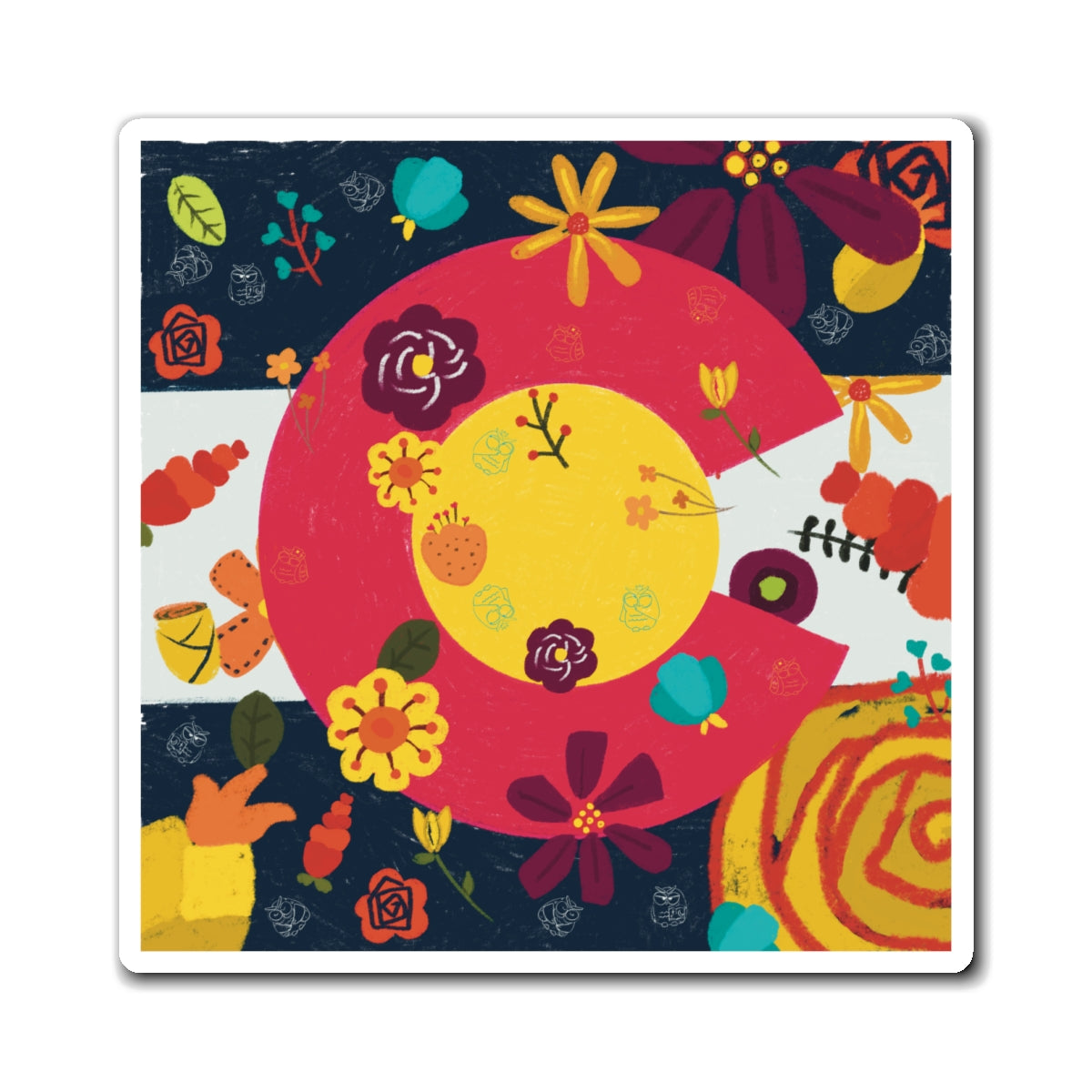 Colorful Floral Design Magnets, Whimsical Refrigerator Decor, Funky Art Magnets for Home, Cute Gifts for Her, Colorful Kitchen Accents