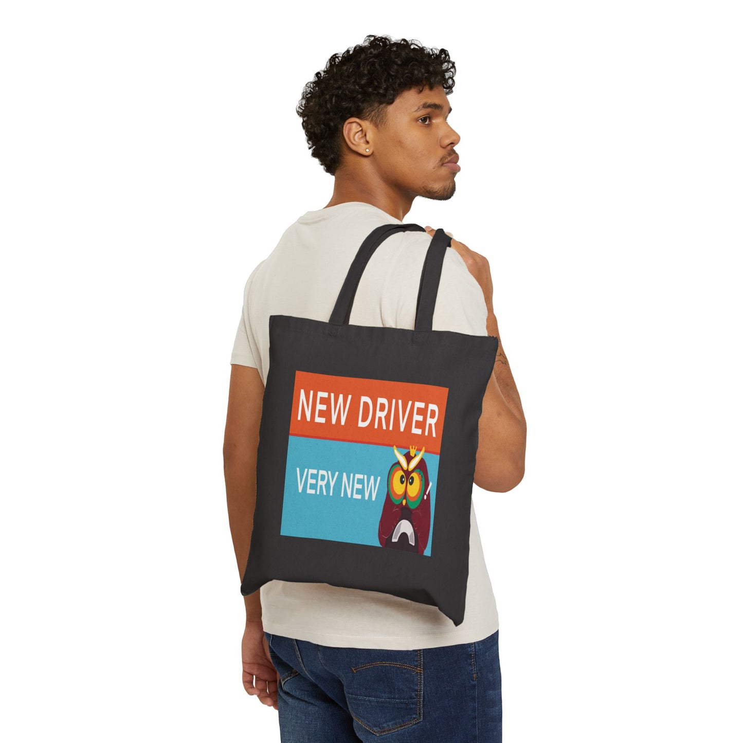 Funny New Driver Tote Bag, Cotton Canvas Grocery Bag, Gift for New Drivers, Eco-Friendly Shopping Bag, Car Enthusiast Tote