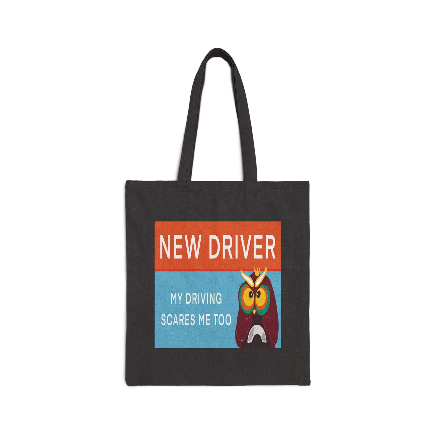 Funny New Driver Cotton Canvas Tote Bag, Gift for New Drivers, Eco-Friendly Shopping Bag, Driving Humor Bag, Car Enthusiast Tote
