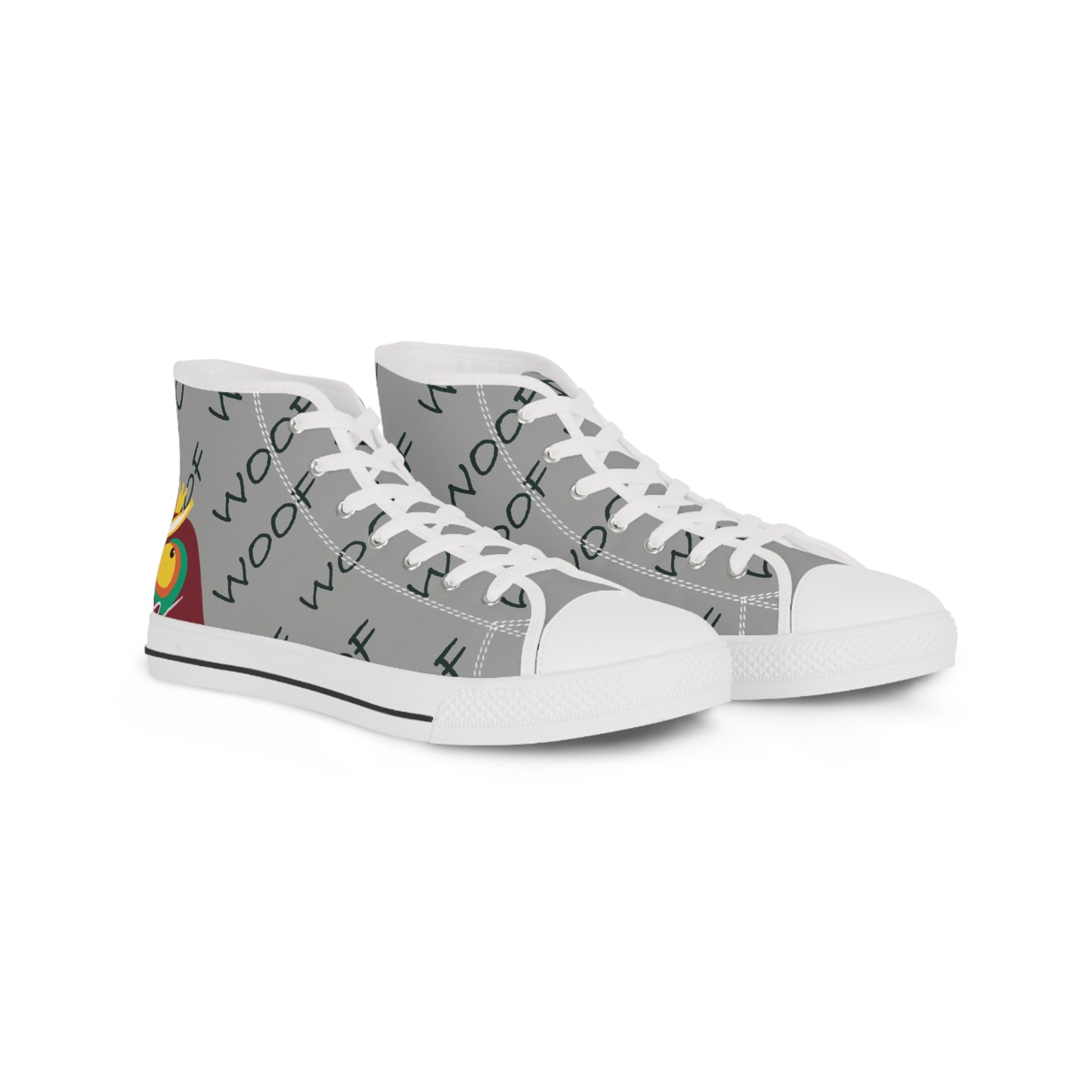 Men's High Top Sneakers with Vibrant Woof Design | Trendy Casual Footwear for Dog Lovers | Perfect for Gifts & Daily Wear