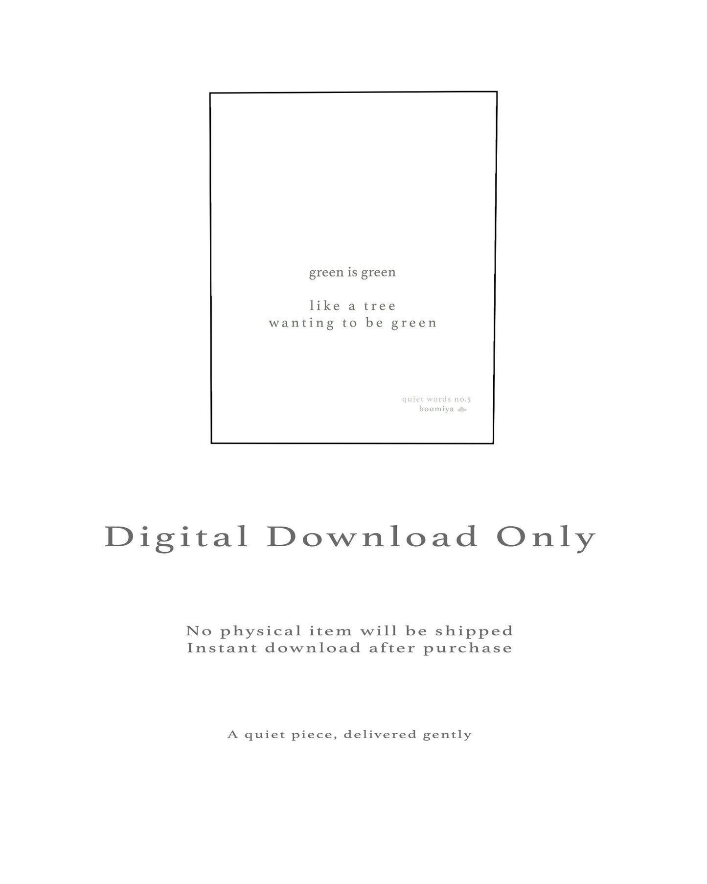 Green Is Green. | Boomiya Minimal Poetry Print