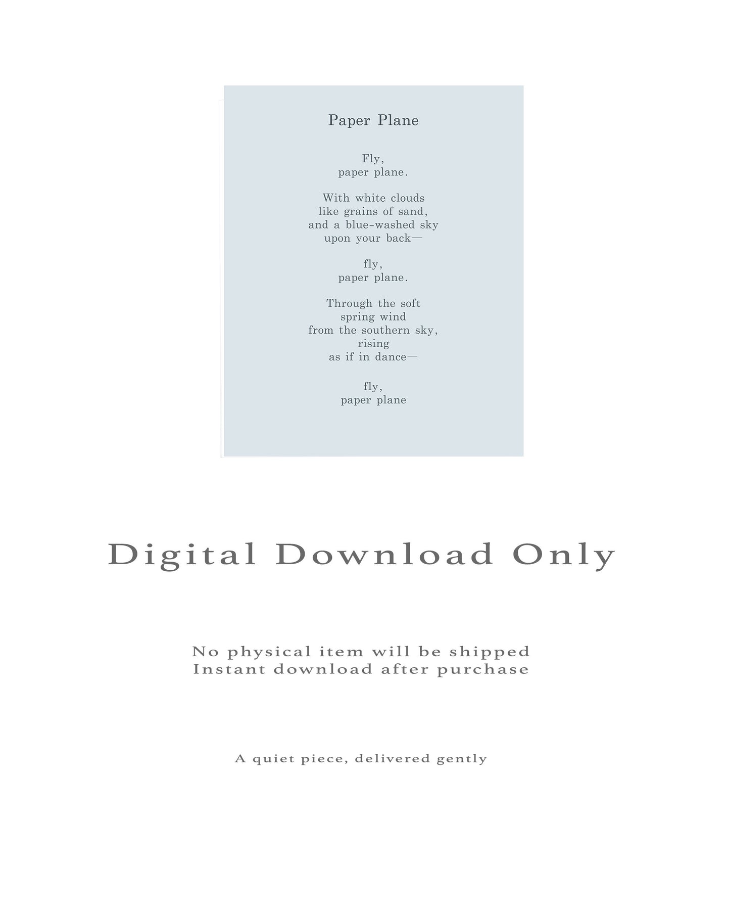 Paper Plane | Series 5 | Minimal Poetry Poster | Digital Download