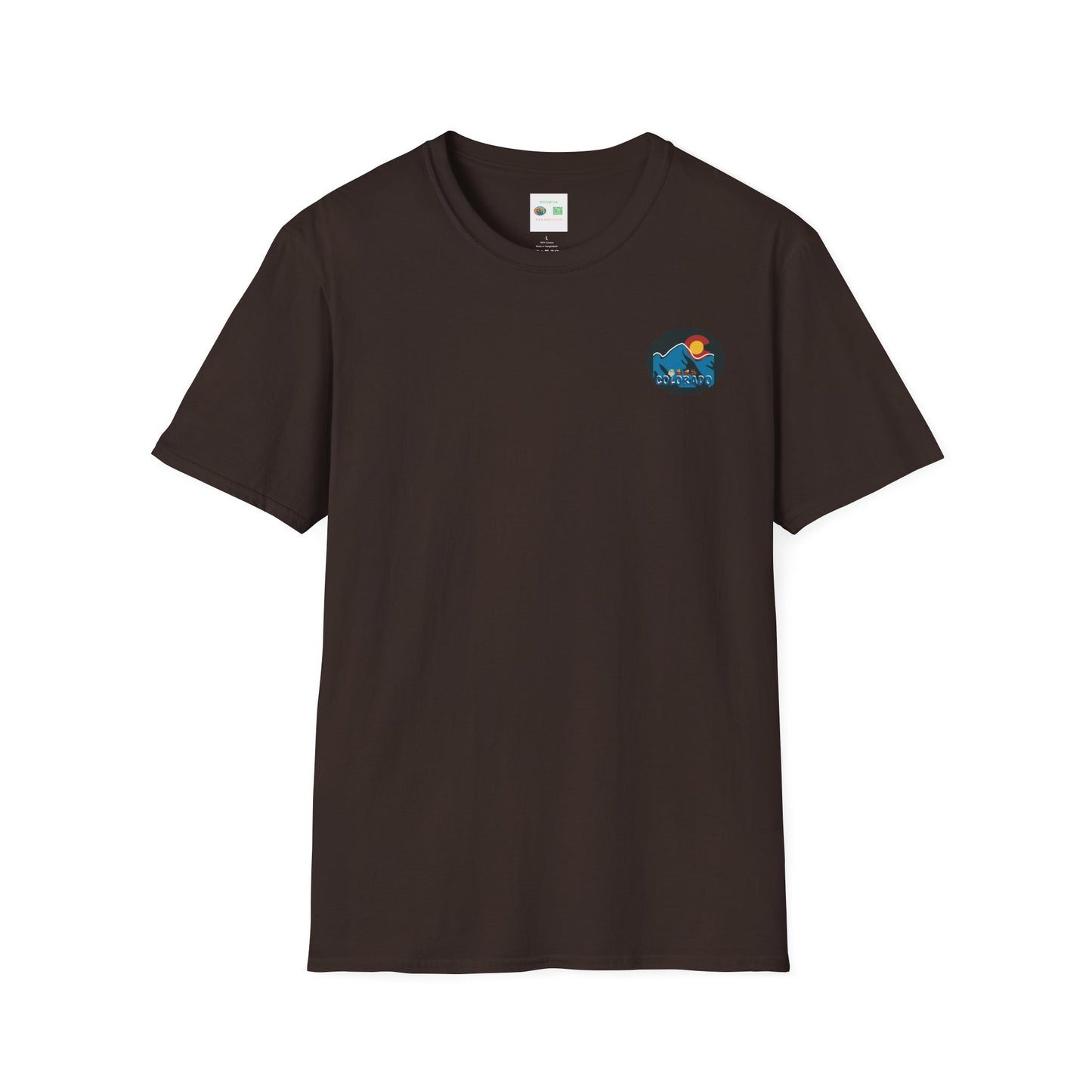 Colorado Mountain Graphic T-Shirt, Unisex Softstyle Tee, Outdoor Adventure Shirt, Vacation Souvenir, Gift for Nature Lovers
