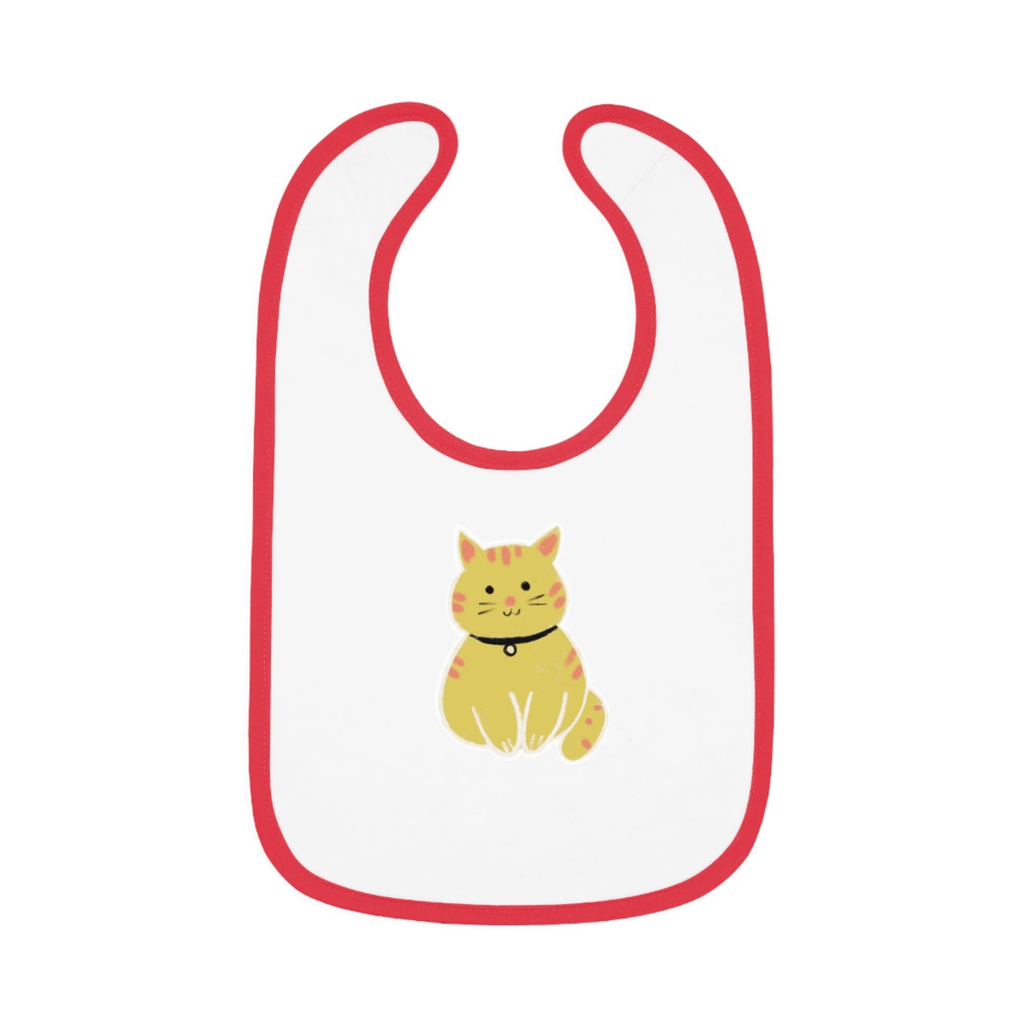 Cute Cat Jersey Baby Bib - Adorable Contrast Trim for Mess-Free Mealtime