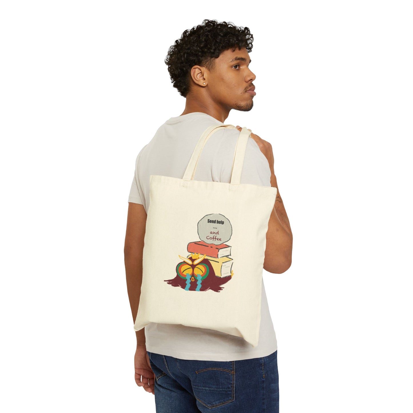Book Lover's Cotton Canvas Tote Bag, Eco-Friendly Shopping Bag, Gift for Readers, Literary Tote, Coffee Lover's Gift
