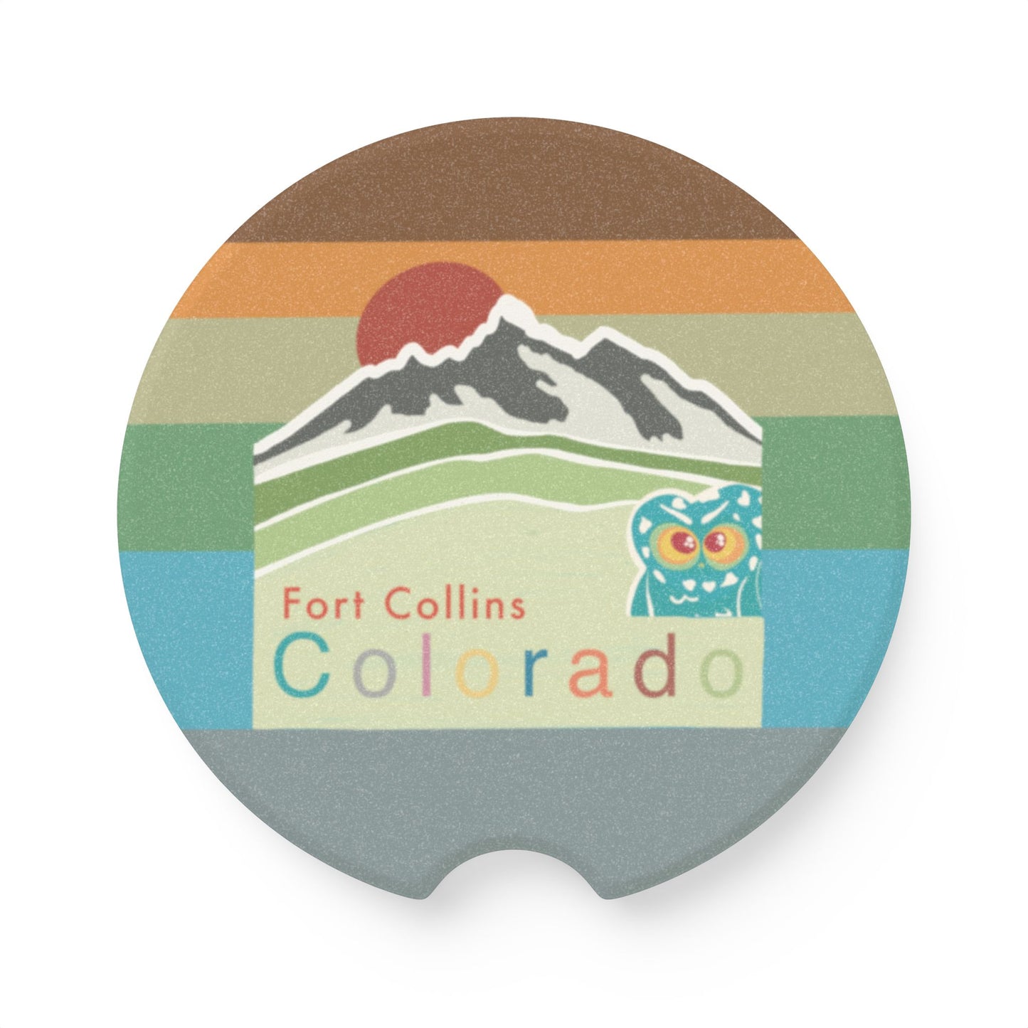 Soapstone Car Coaster featuring Fort Collins Colorado Design, Unique Car Accessory, Travel Gift, Home Decor, Car Interior Decoration