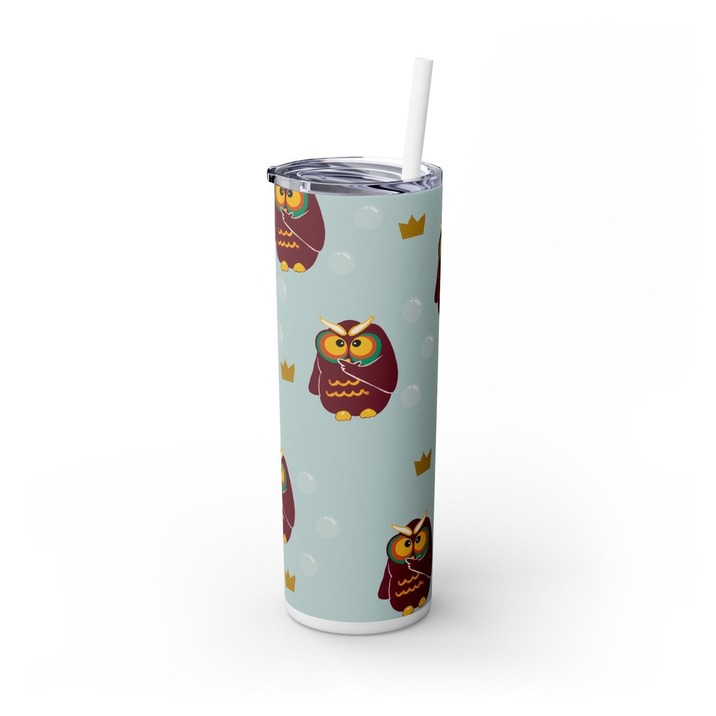 Owl Themed 20oz Skinny Tumbler with Straw - Cute & Fun Drinkware