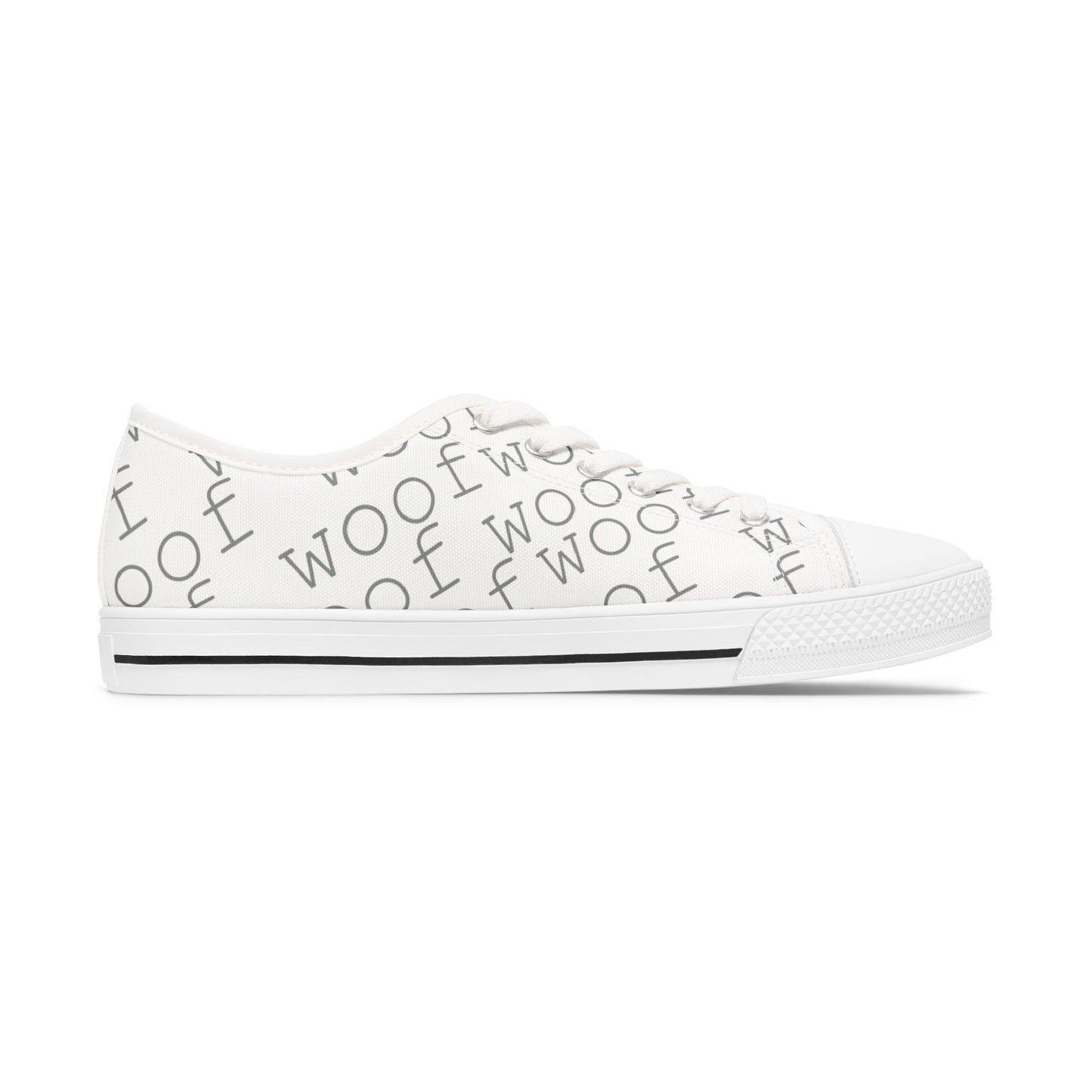 Cute Woof Print Women's Low Top Sneakers, Dog Lover Gifts, Casual Footwear, Everyday Sneakers, Pet Themed Shoes
