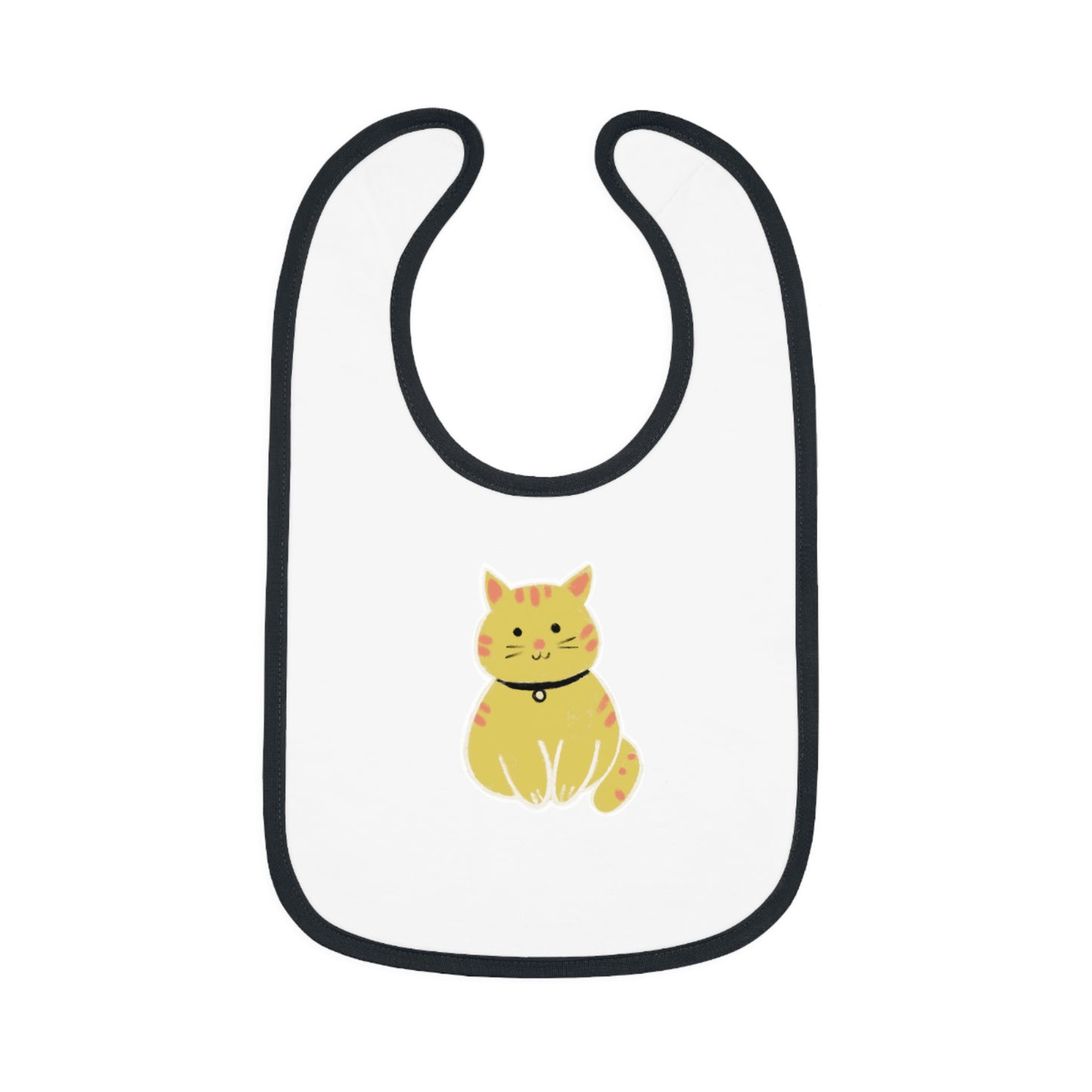 Cute Cat Jersey Baby Bib - Adorable Contrast Trim for Mess-Free Mealtime