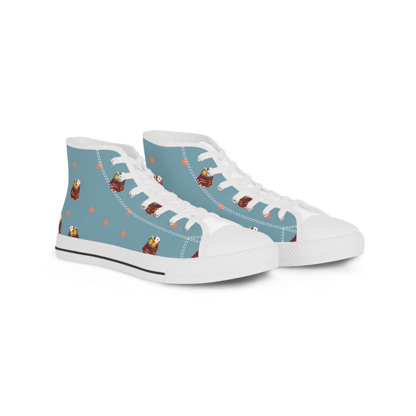 Men's High Top Sneakers with Whimsical Owl Design - Casual & Fun Footwear