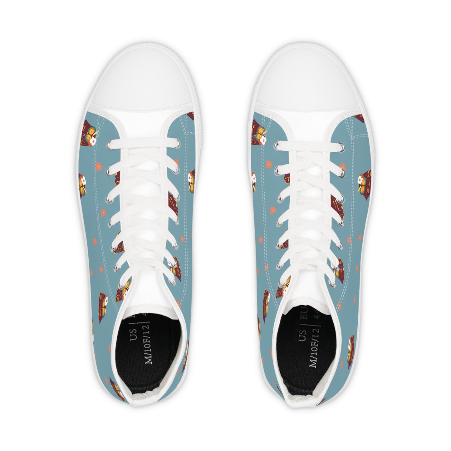 Men's High Top Sneakers with Whimsical Owl Design - Casual & Fun Footwear