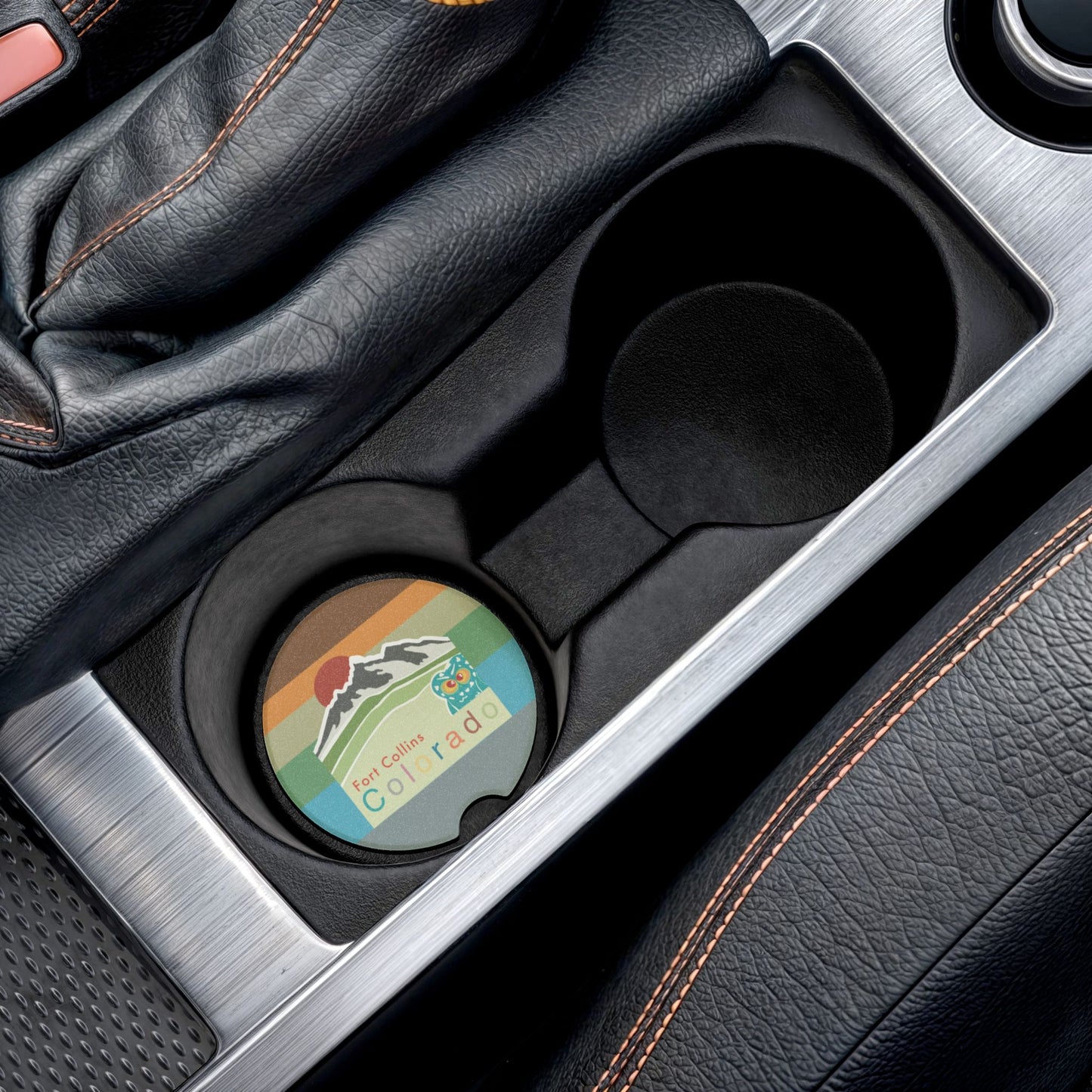 Soapstone Car Coaster featuring Fort Collins Colorado Design, Unique Car Accessory, Travel Gift, Home Decor, Car Interior Decoration