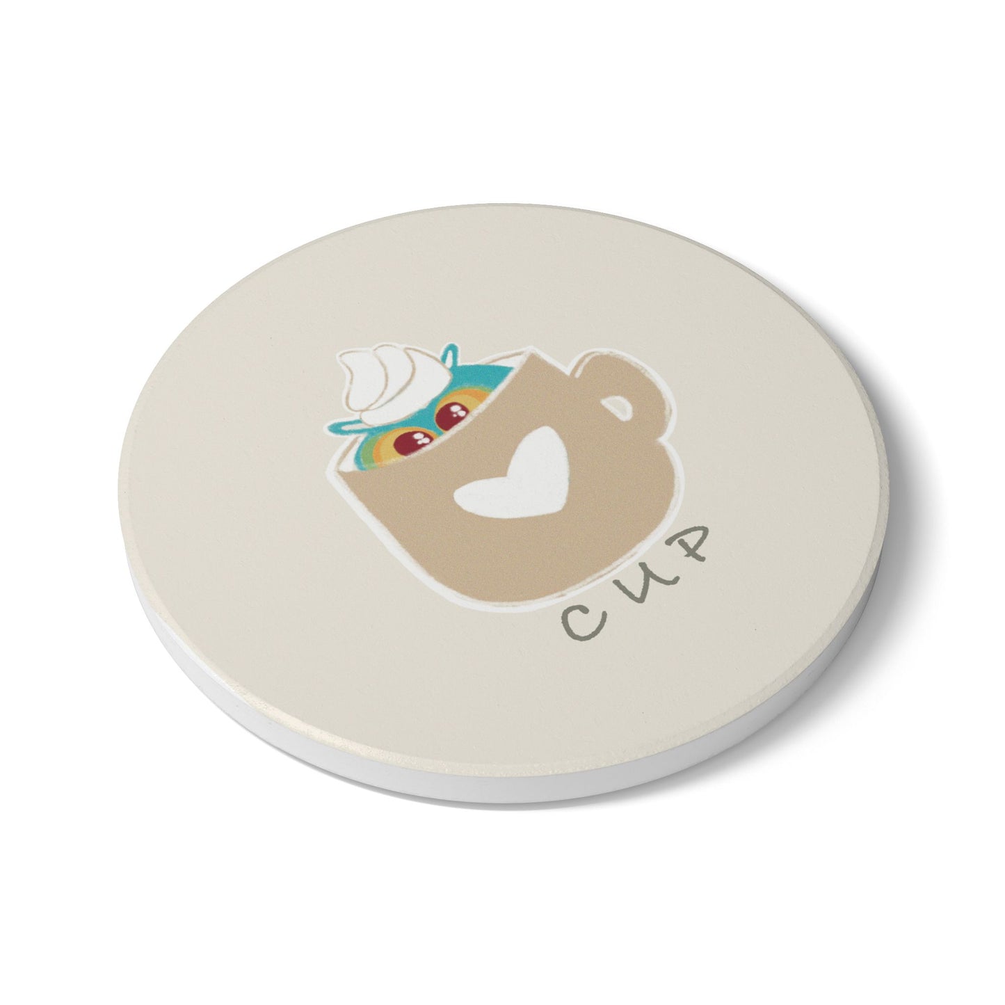 Cute Cup Ceramic Coaster - Fun Drinkware Accessory for Home Decor