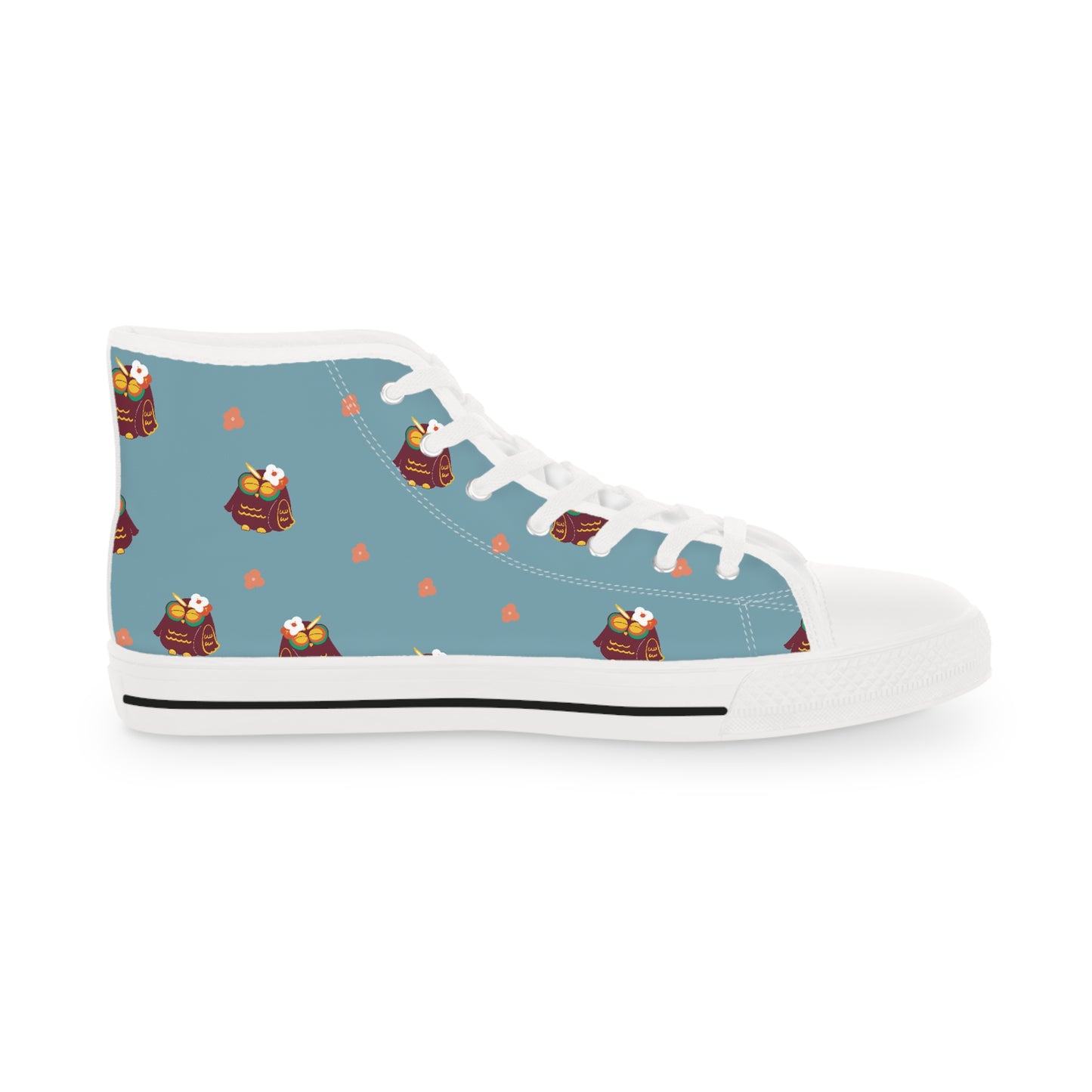 Men's High Top Sneakers with Whimsical Owl Design - Casual & Fun Footwear