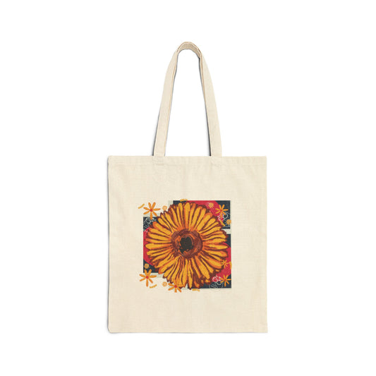 Bright Floral Cotton Canvas Tote Bag, Eco-Friendly Shopping Bag, Reusable Grocery Tote, Gift for Her, Summer Accessories