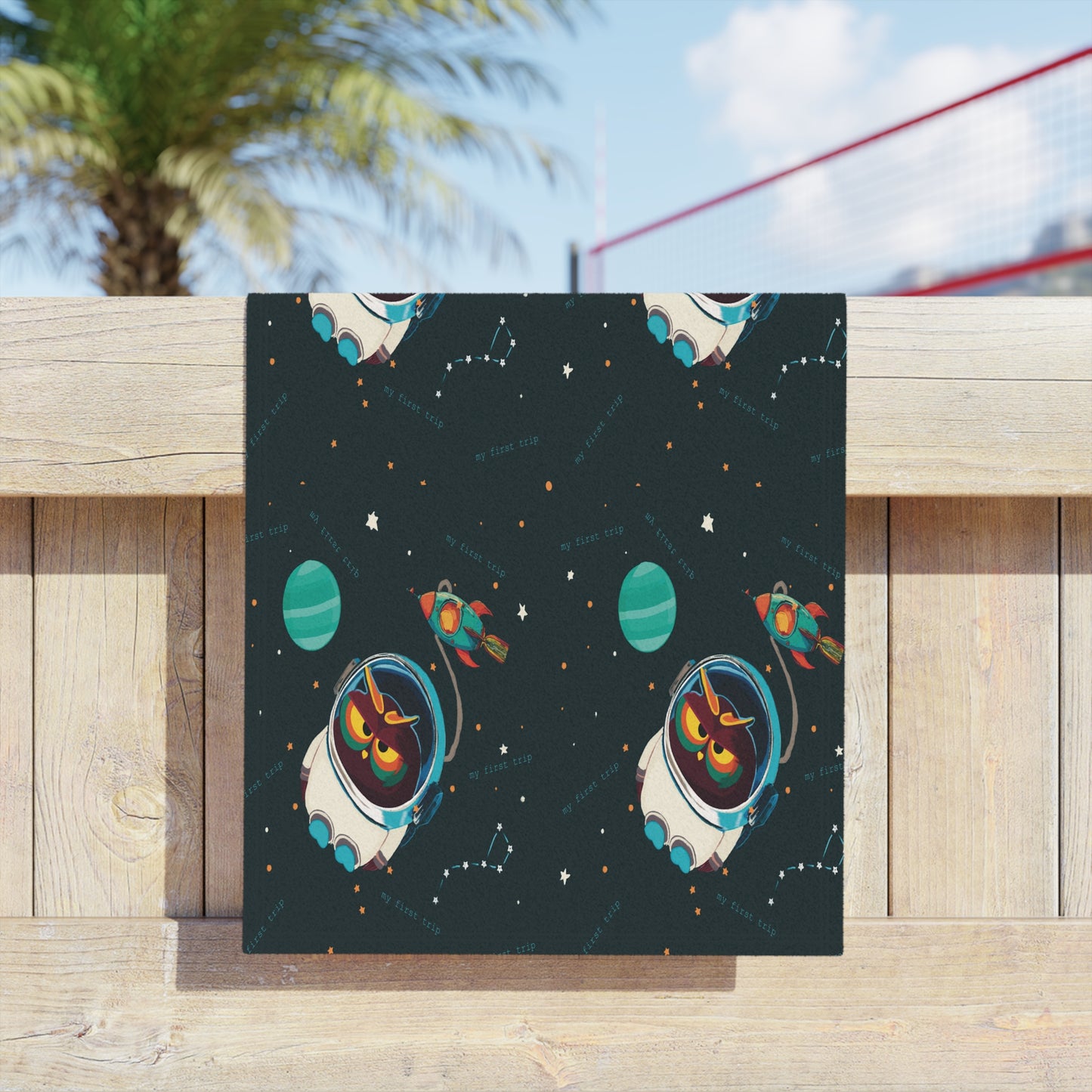 Cosmic Owl Beach Towels - Fun Space-Themed Towels for Kids, Summer Beach Days, Pool Parties, Unique Gift Ideas, Astronaut Owl Design