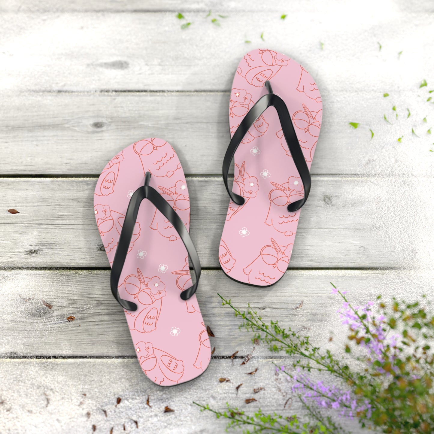Cute Pink Flip Flops with Owl Design | Summer Footwear, Beach Shoes, Gift for Her, Vacation Essentials, Poolside Sandals