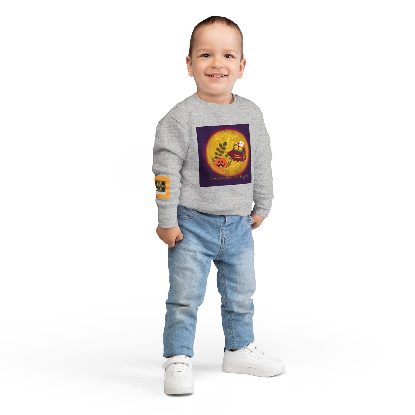 Cozy Halloween Toddler Sweatshirt, Adorable Kids Fall Fashion, Pumpkin Design, Perfect for Autumn Celebrations, Cute Gift Idea