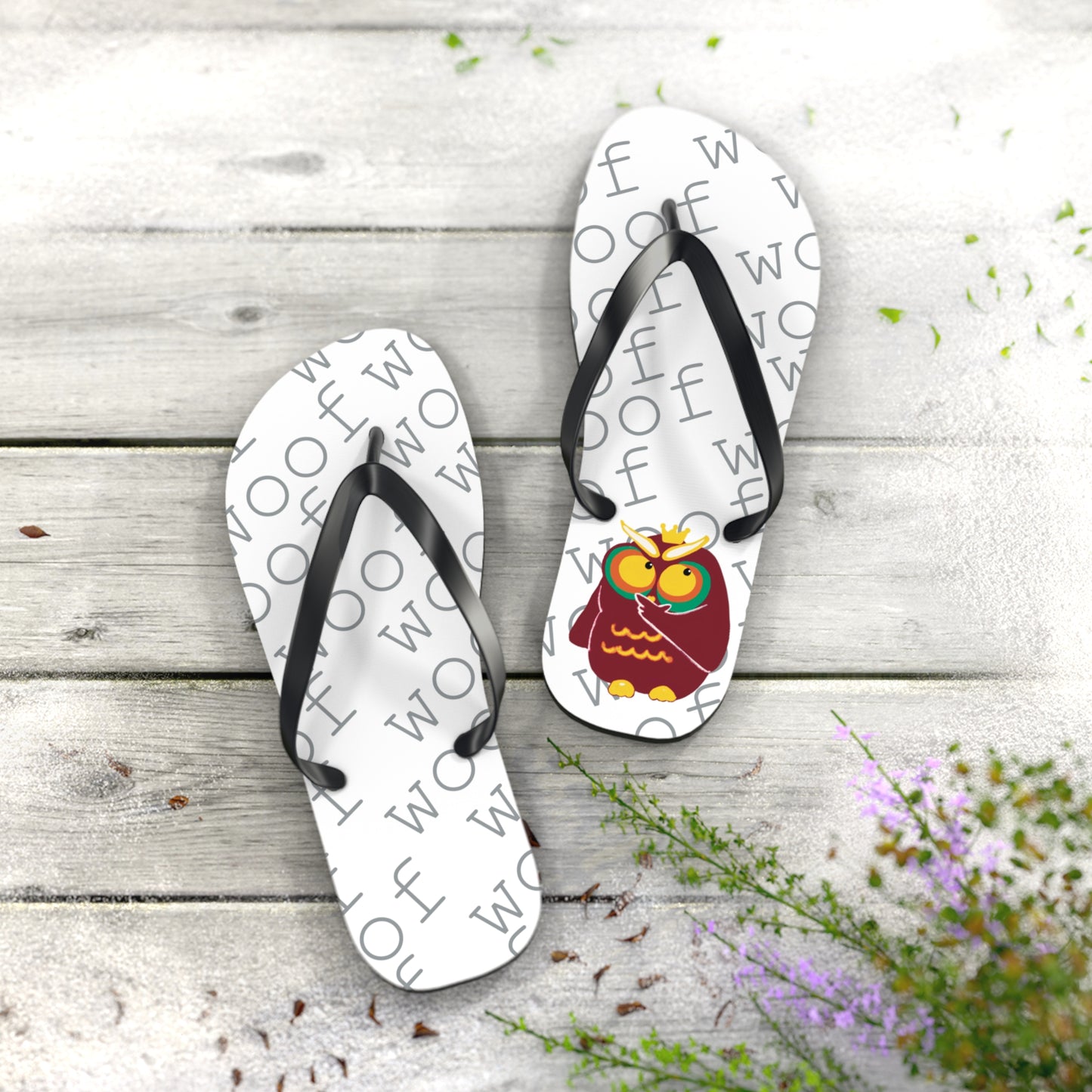 Playful Pet-Themed Flip Flops for Animal Lovers | Dog Lover's Sandals, Cute Footwear, Summer Fun, Beachwear, Woof Design