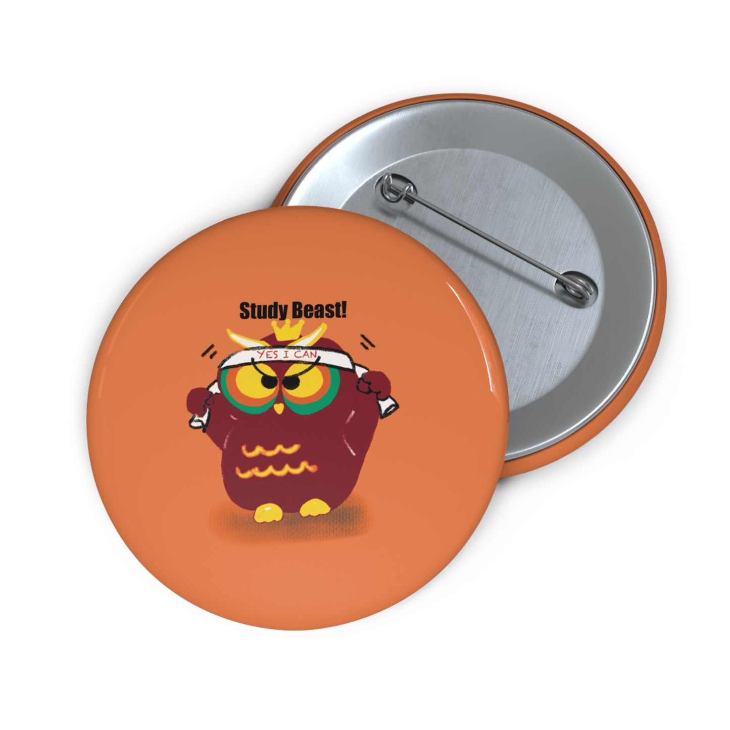 Custom Study Beast Pin Buttons, Cute Owl Pins for Students, Study Motivation Badges, Fun Gifts for Teachers, Unique School Accessories