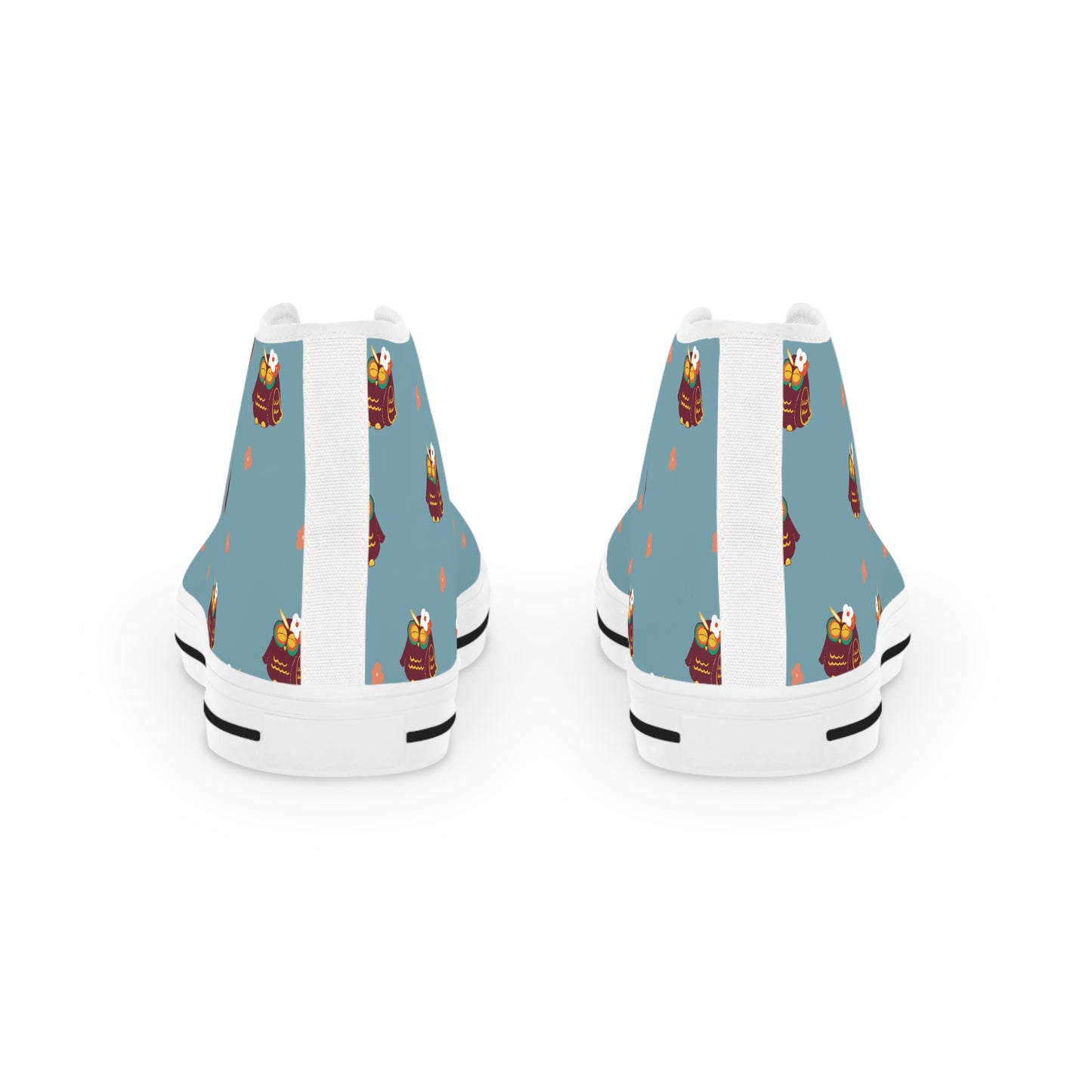 Men's High Top Sneakers with Whimsical Owl Design - Casual & Fun Footwear