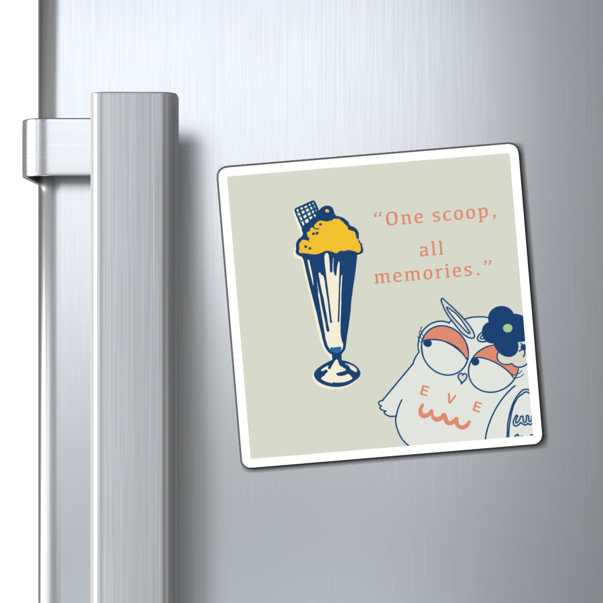 Whimsical Memory Magnet: "One scoop, all memories." Cute Owl Refrigerator Decor, Gift for Ice Cream Lovers, Kitchen Accessories, Fun [...]