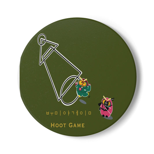 Cute Hoot Game Ceramic Coaster - Fun Kitchen Decor for Owl Lovers